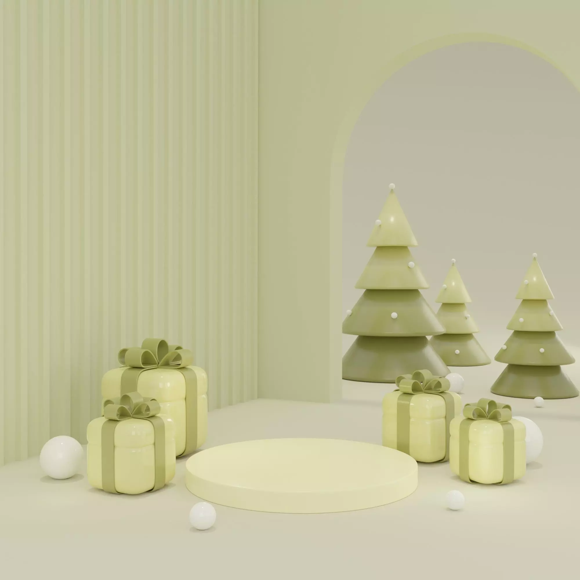 Christmas trees podium for product presentation 3D model_0
