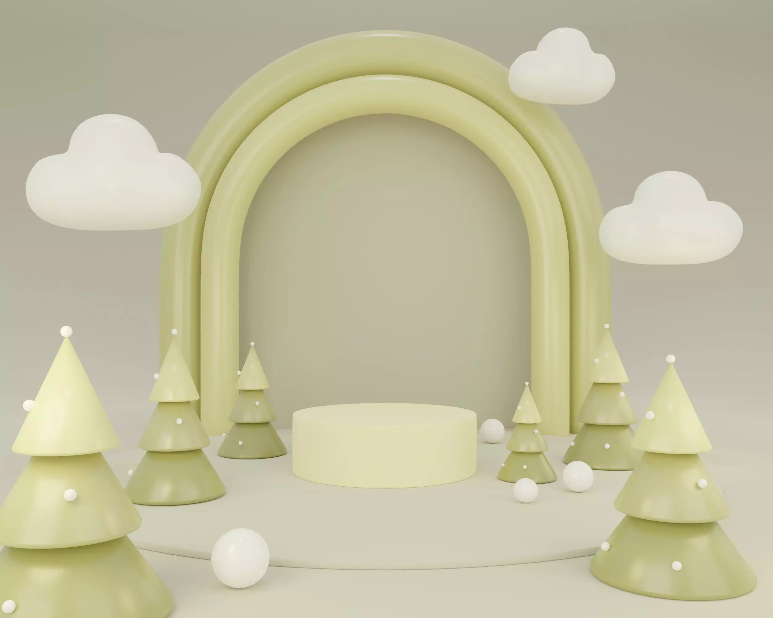 Christmas trees podium for product presentation 3D model_0