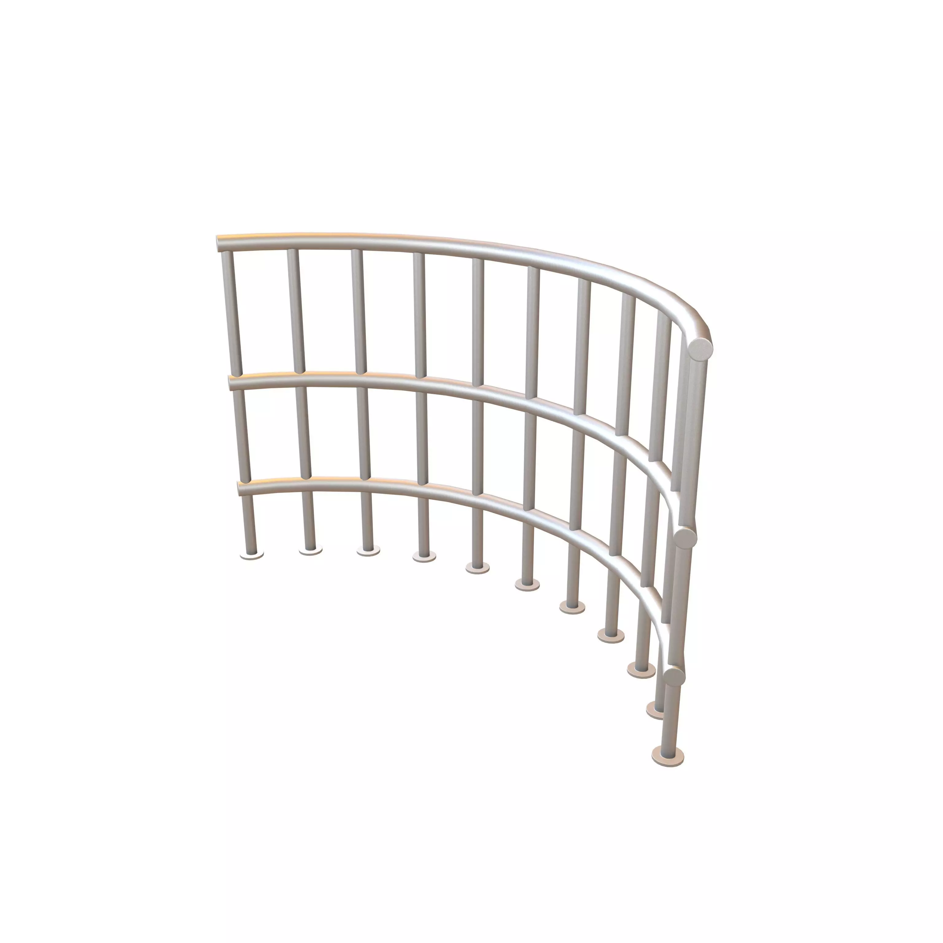 Curved Iron Fence V1 001 Low-poly 3D model_0