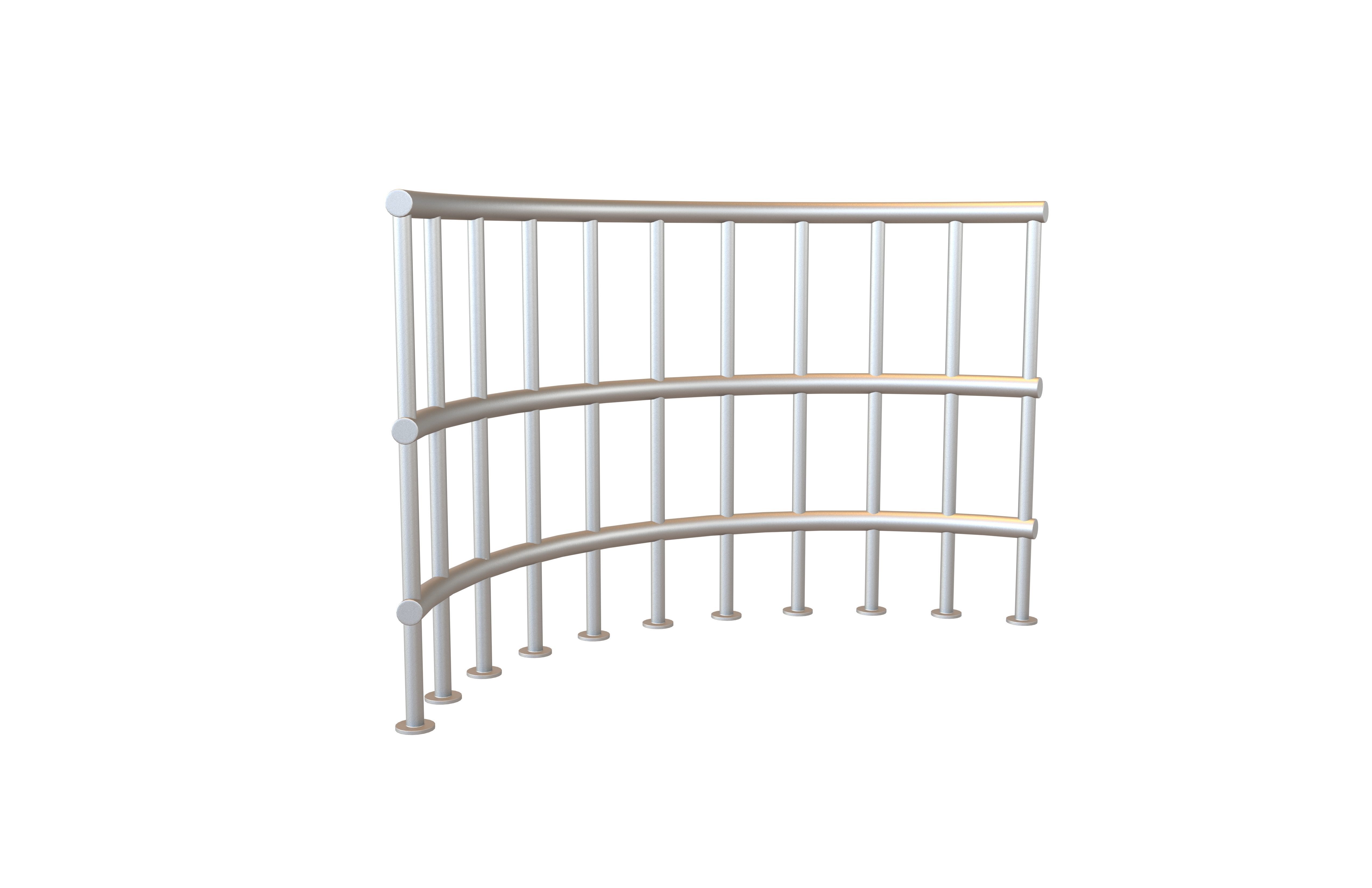 Curved Iron Fence V1 001 Low-poly 3D model_2
