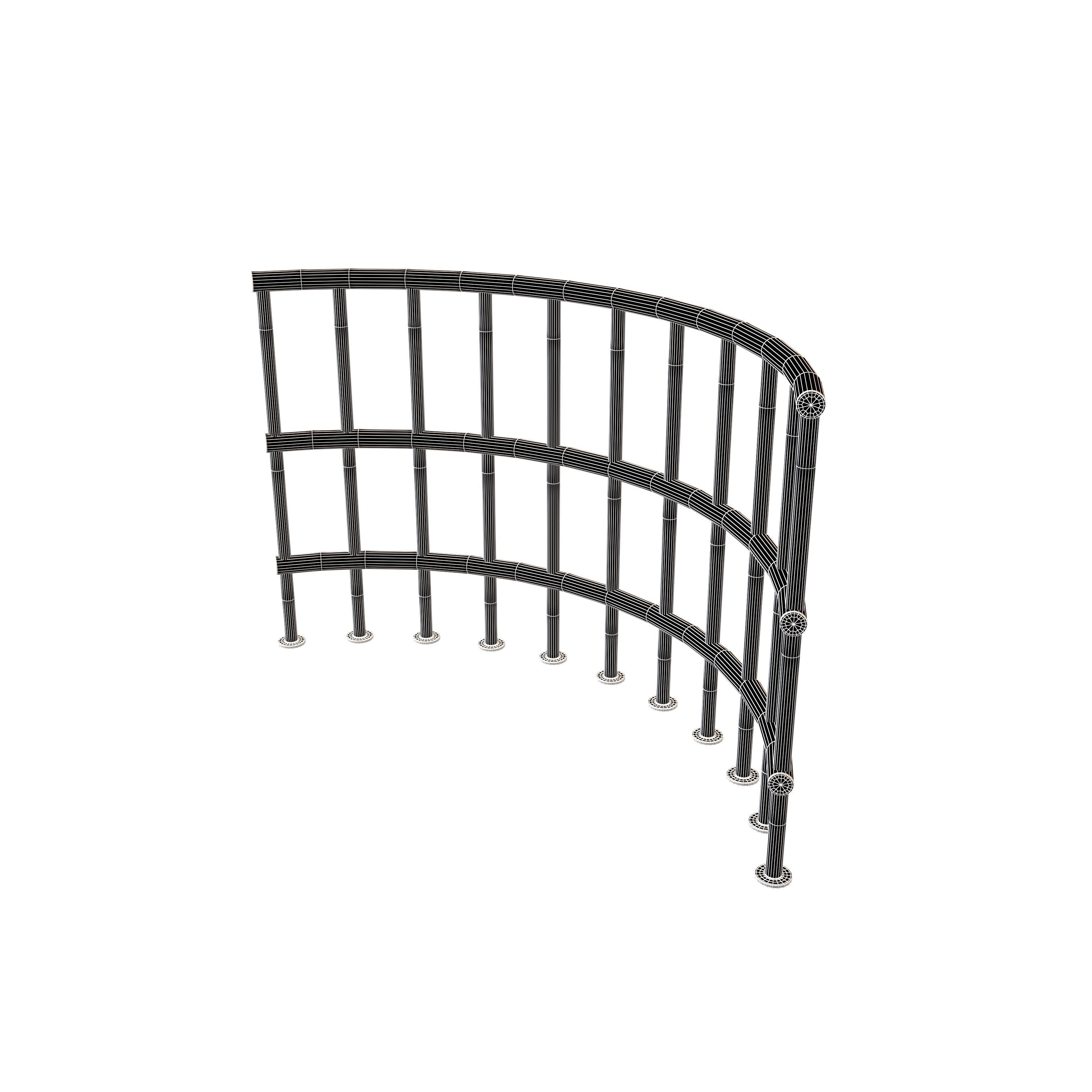 Curved Iron Fence V1 001 Low-poly 3D model_4