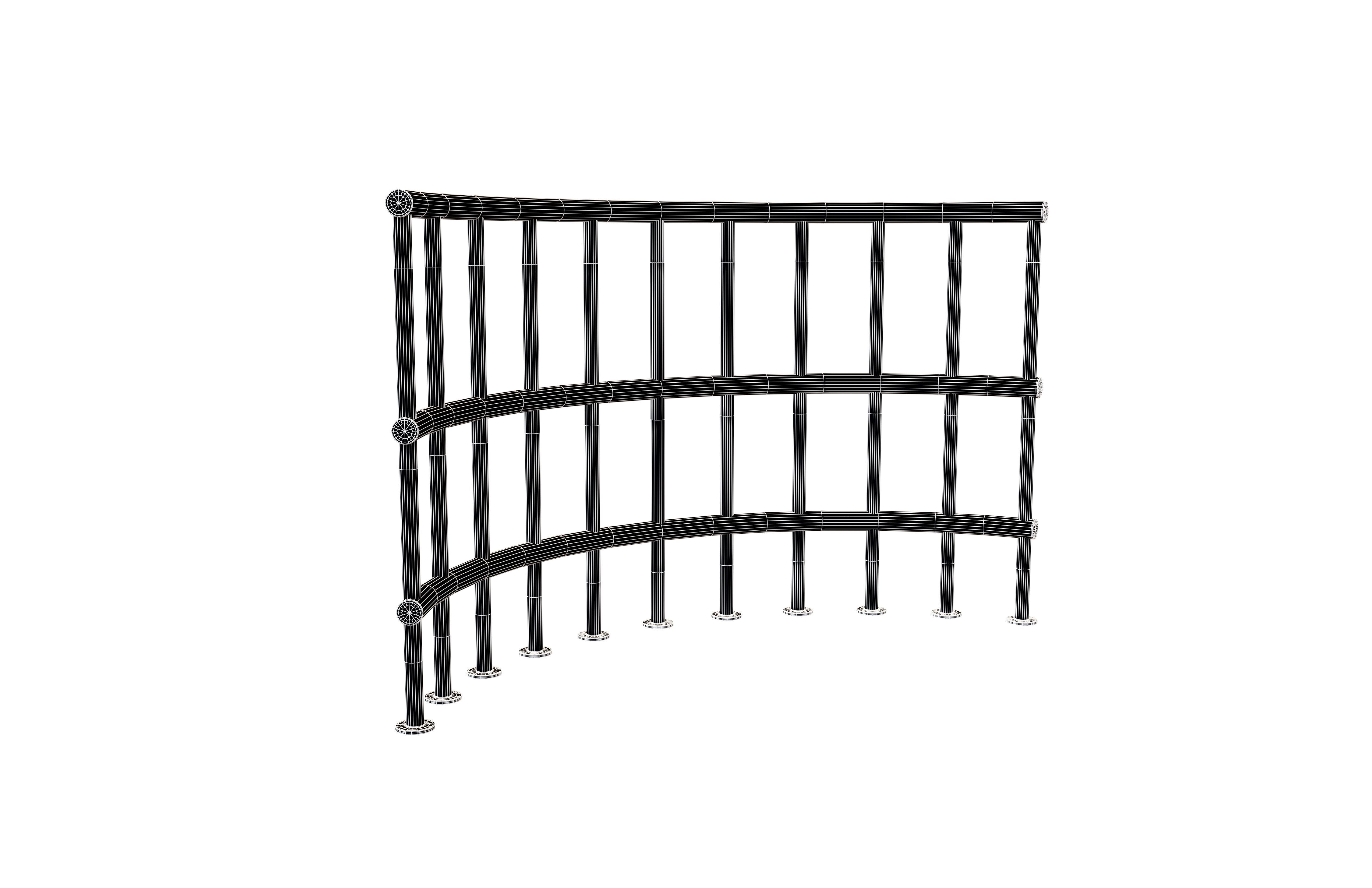 Curved Iron Fence V1 001 Low-poly 3D model_5