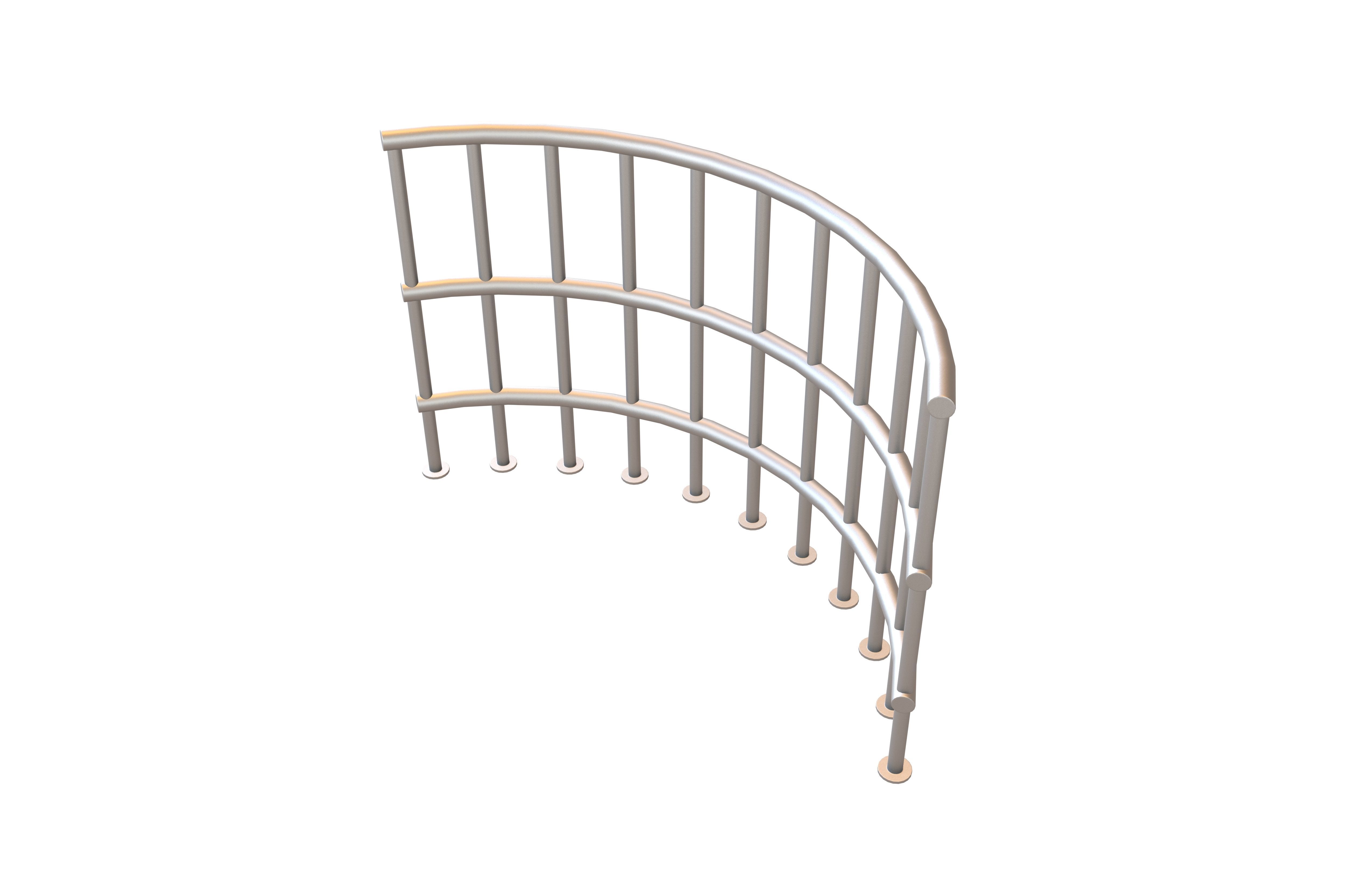 Curved Iron Fence V1 001 Low-poly 3D model_3