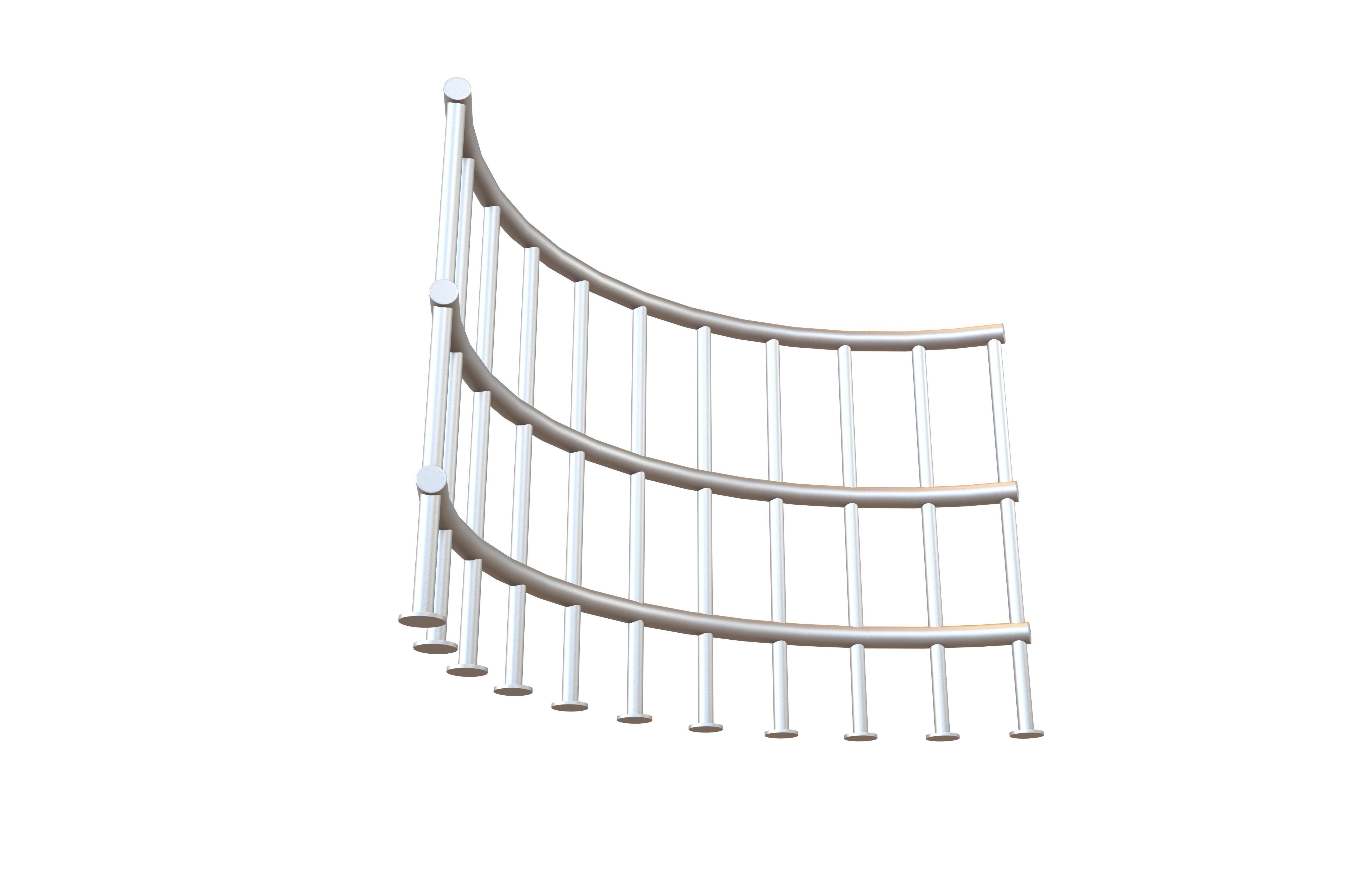 Curved Iron Fence V1 001 Low-poly 3D model_1