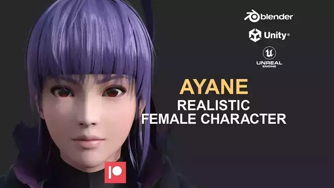 Ayane  - Game Ready Low-poly 3D model