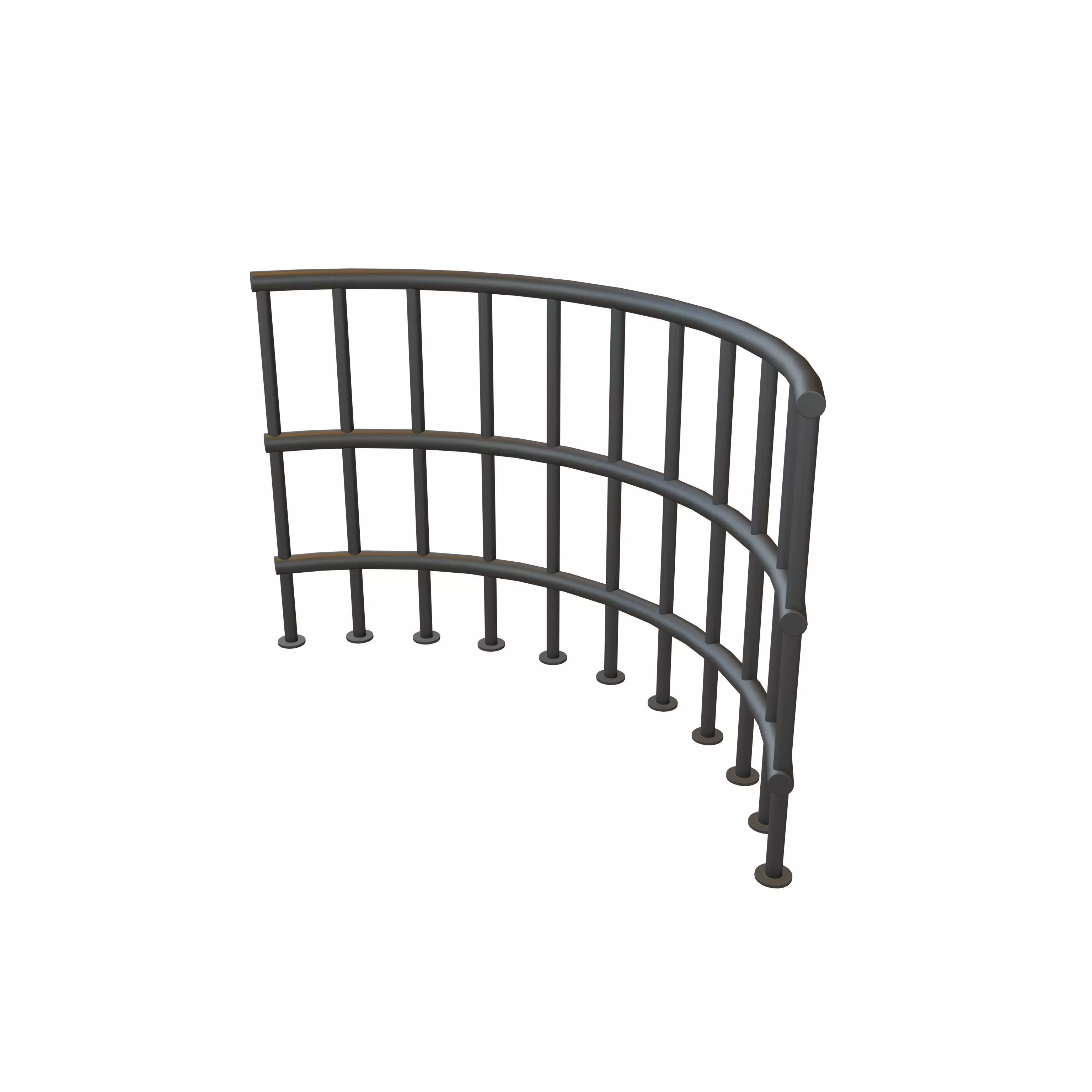 Curved Iron Fence V1 002 Low-poly 3D model_0