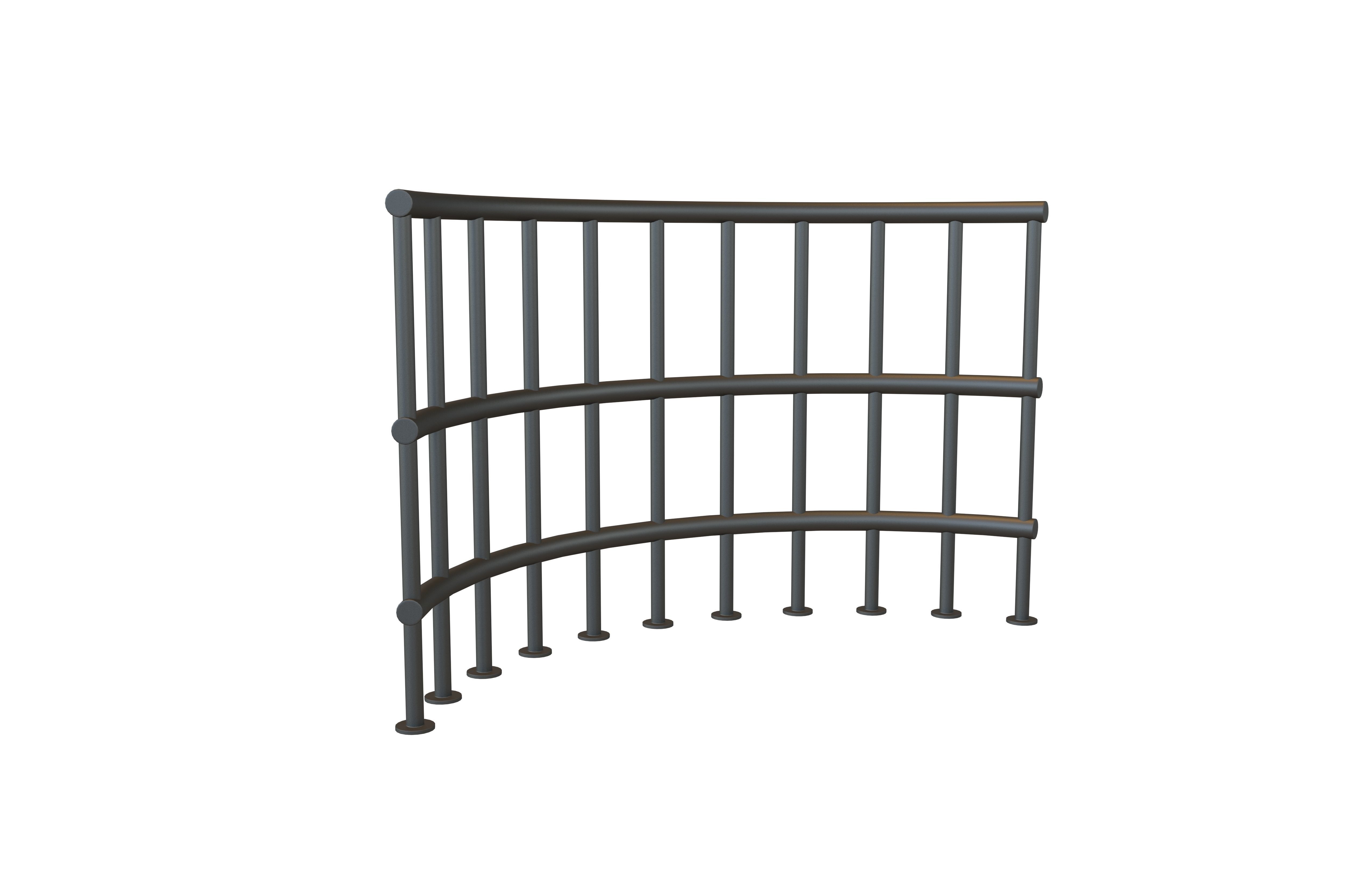 Curved Iron Fence V1 002 Low-poly 3D model_1