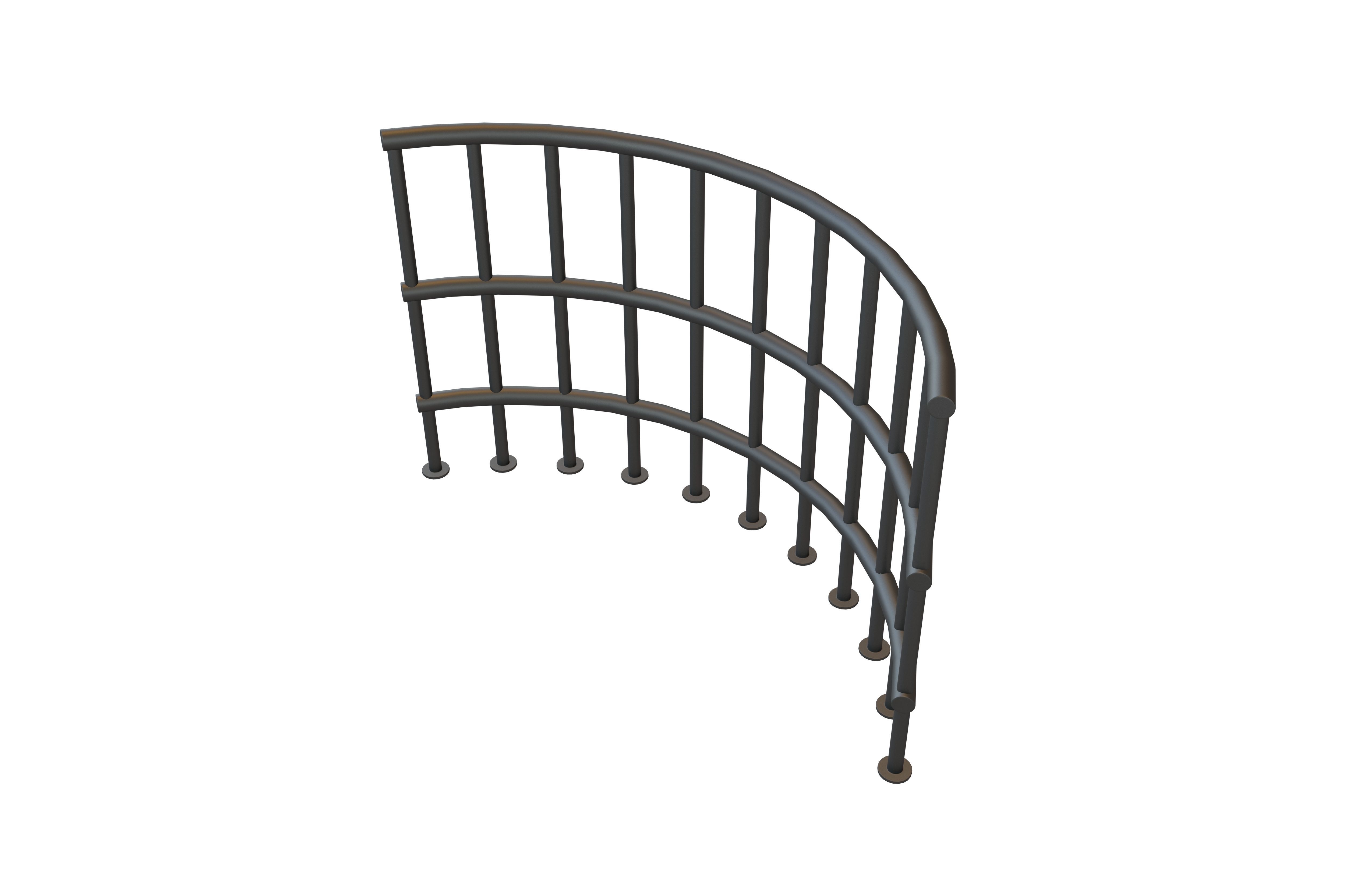Curved Iron Fence V1 002 Low-poly 3D model_2