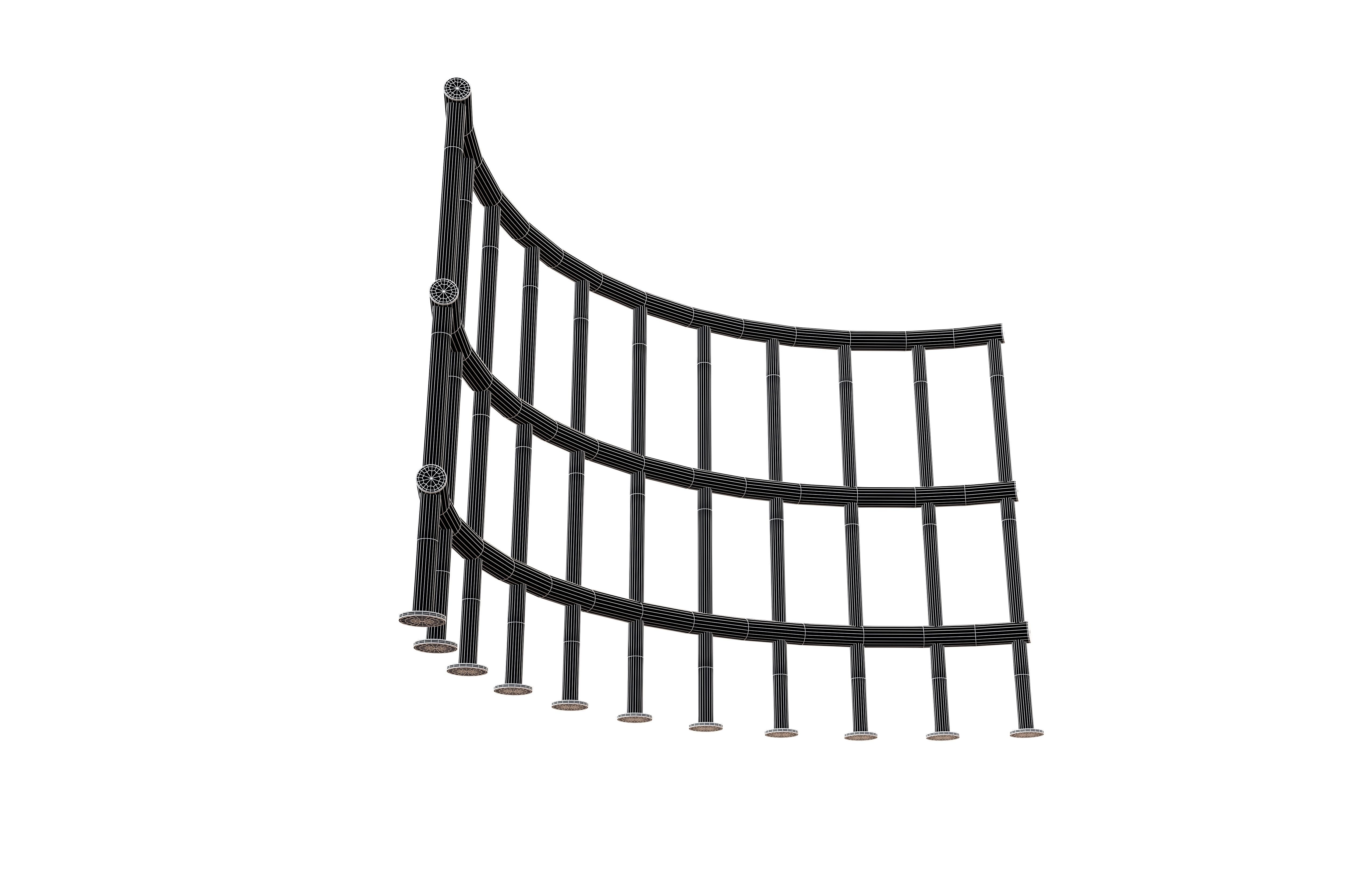 Curved Iron Fence V1 002 Low-poly 3D model_6