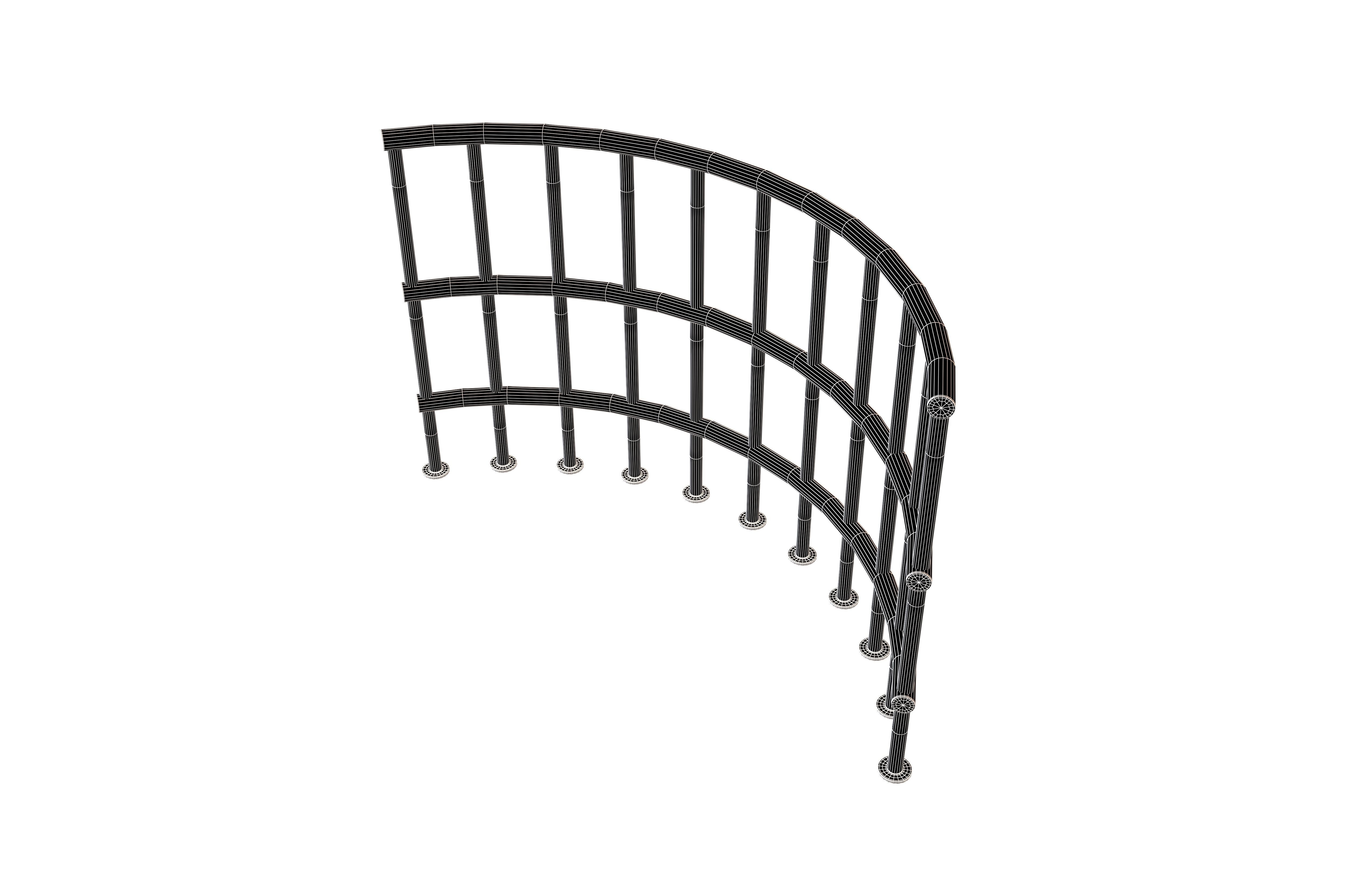 Curved Iron Fence V1 002 Low-poly 3D model_7