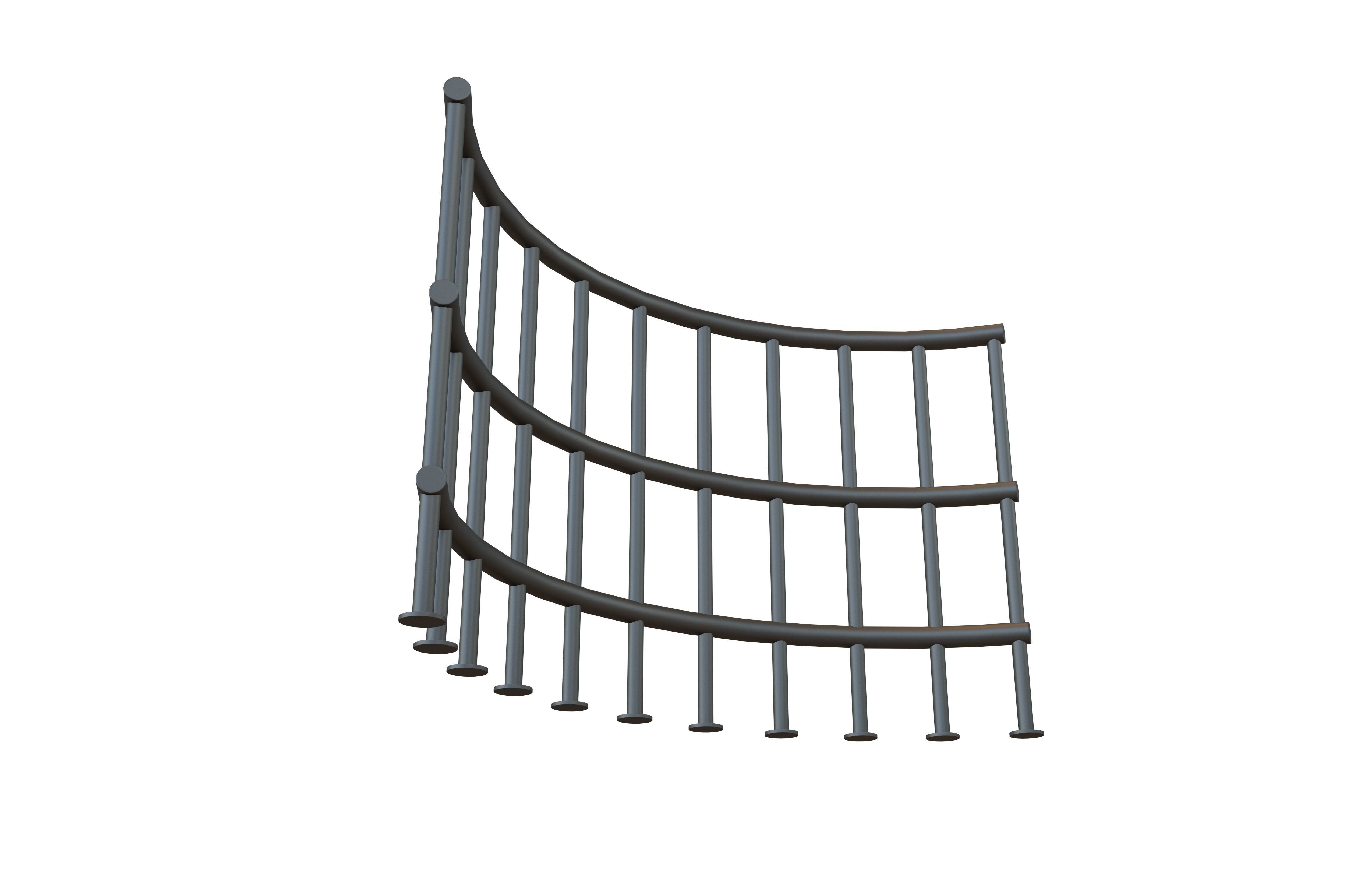 Curved Iron Fence V1 002 Low-poly 3D model_3