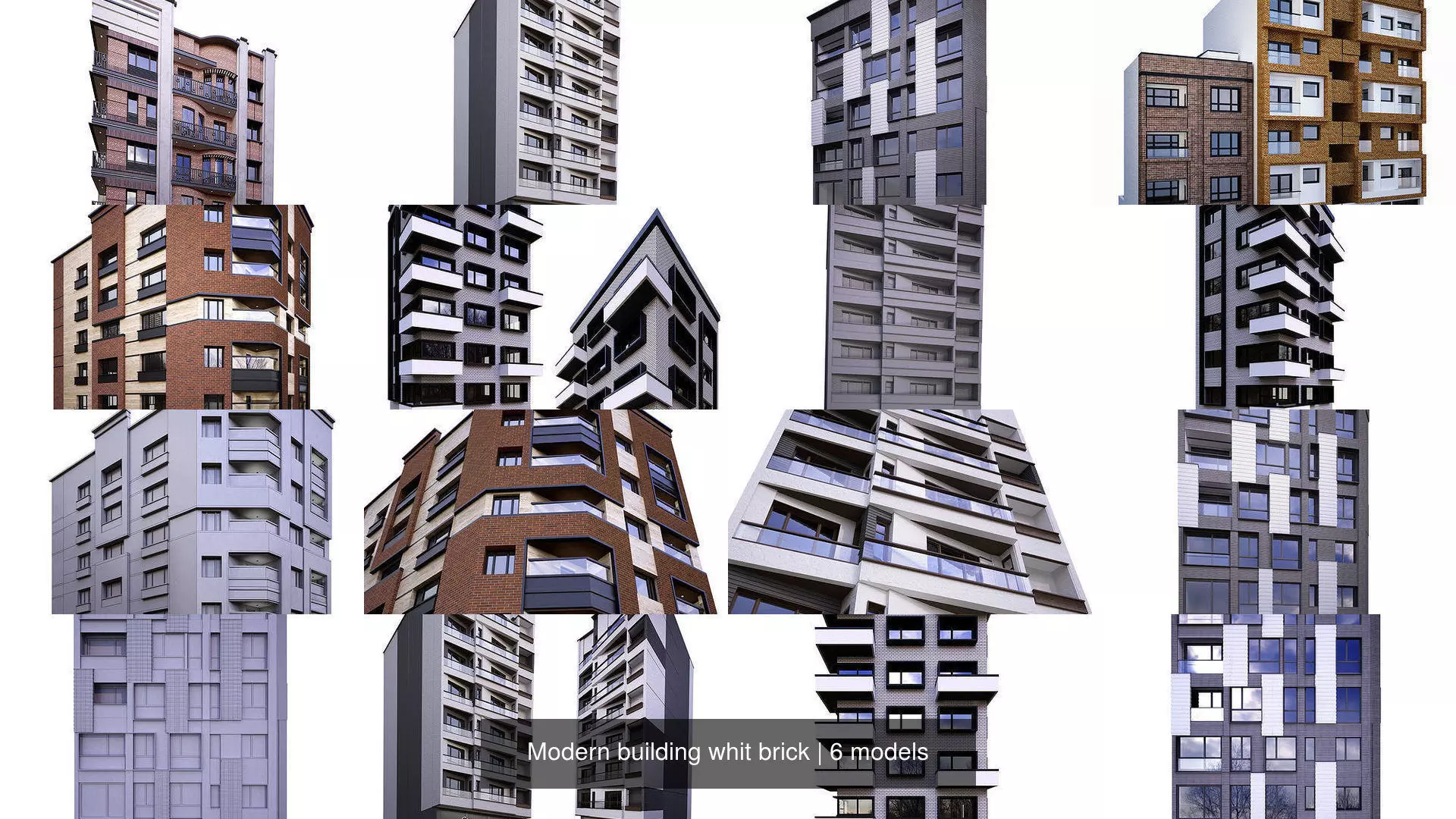 Modern building whit brick 3D Model Collection_0