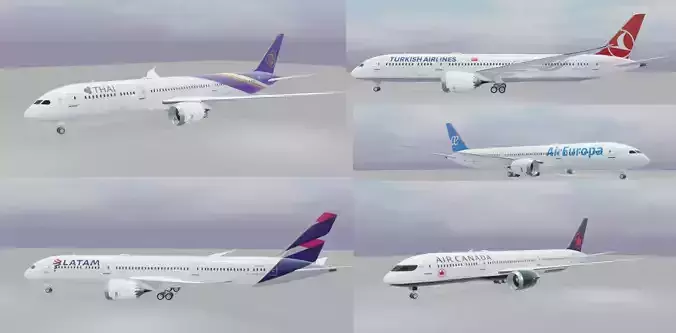 Boeing 787-9 dreamliner Multi livery pack 5 liveries