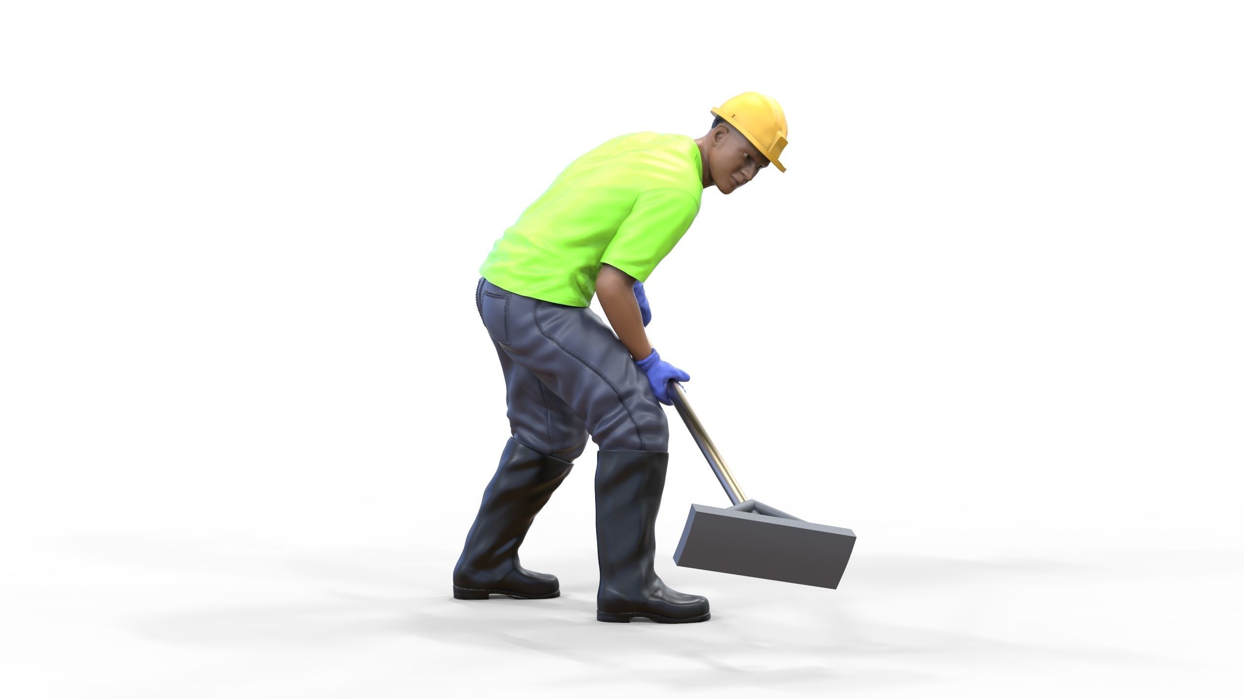 N10 Construction worker with shovel 3D print model_35
