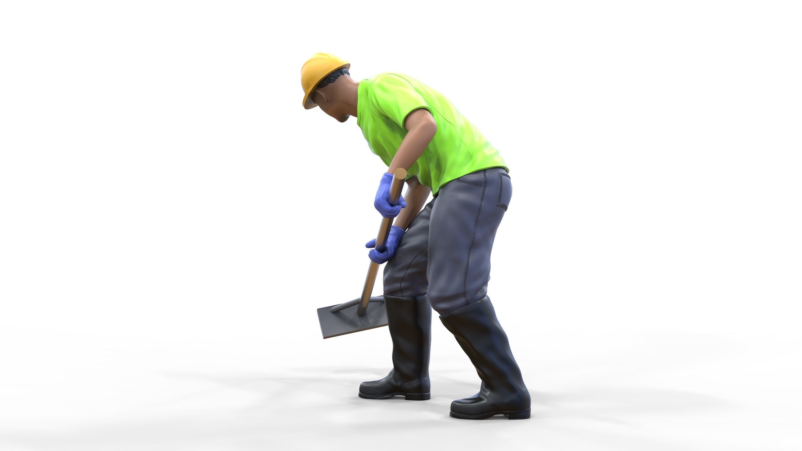 N10 Construction worker with shovel 3D print model_14