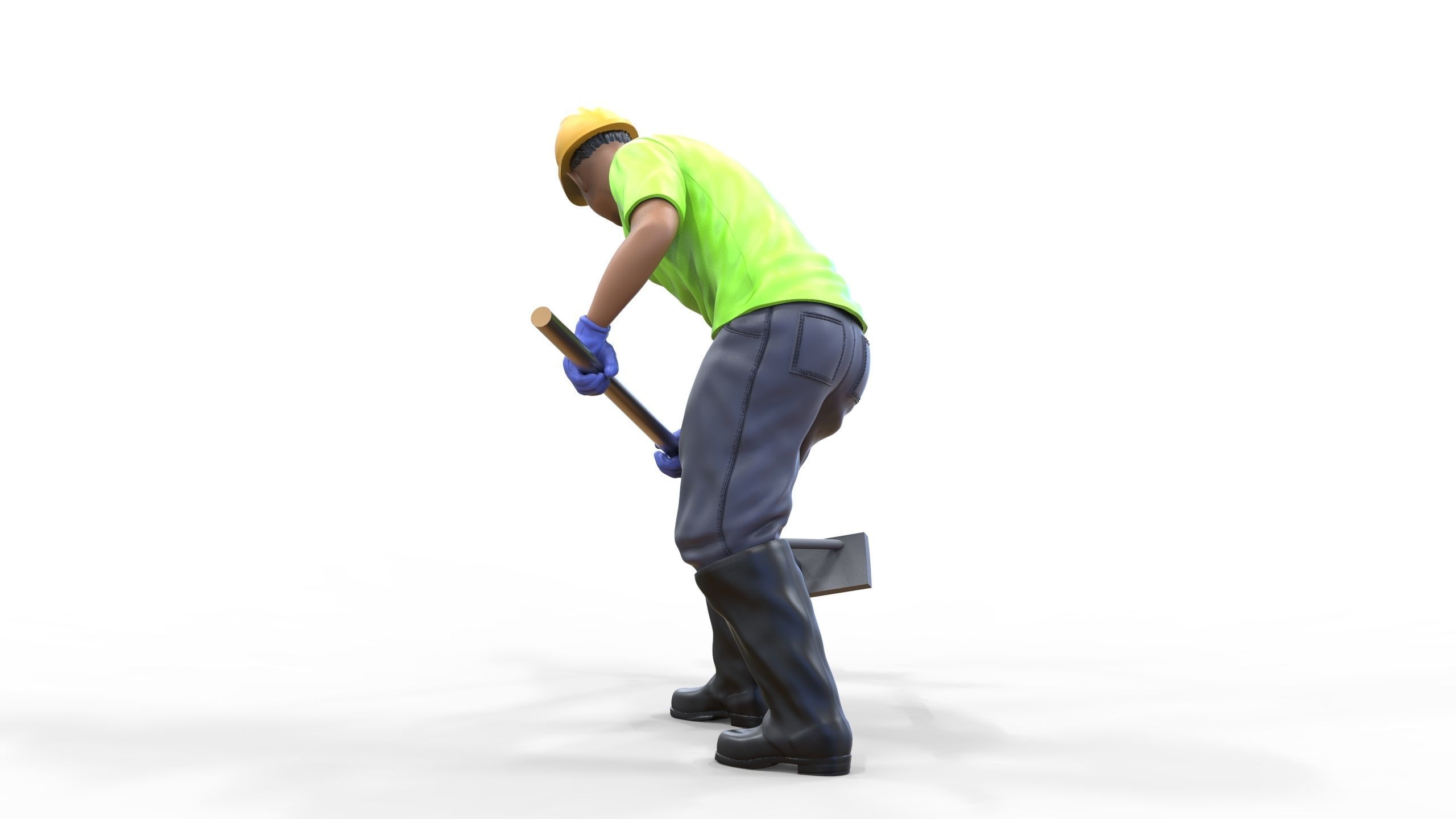 N10 Construction worker with shovel 3D print model_18
