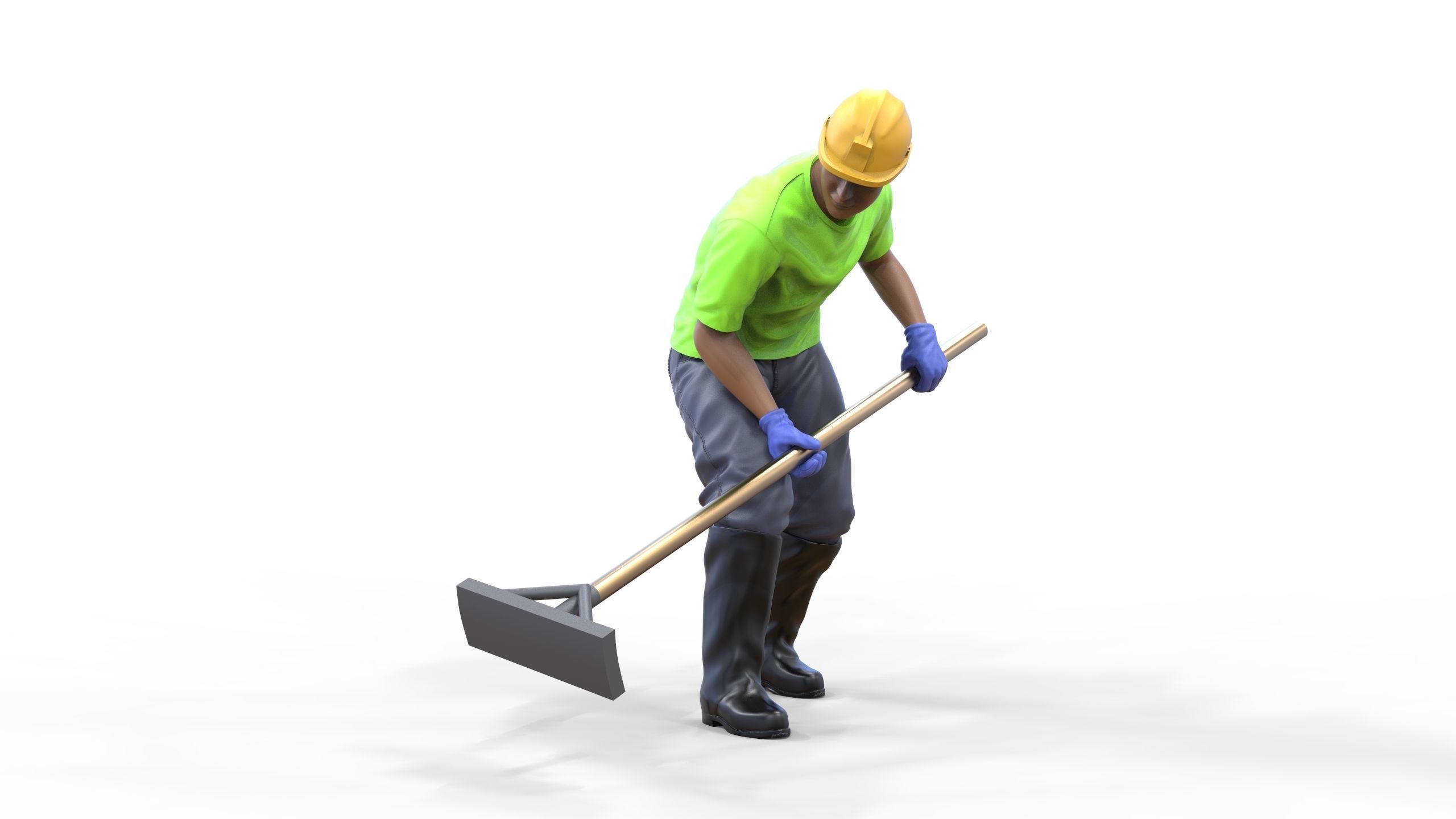 N10 Construction worker with shovel 3D print model_4