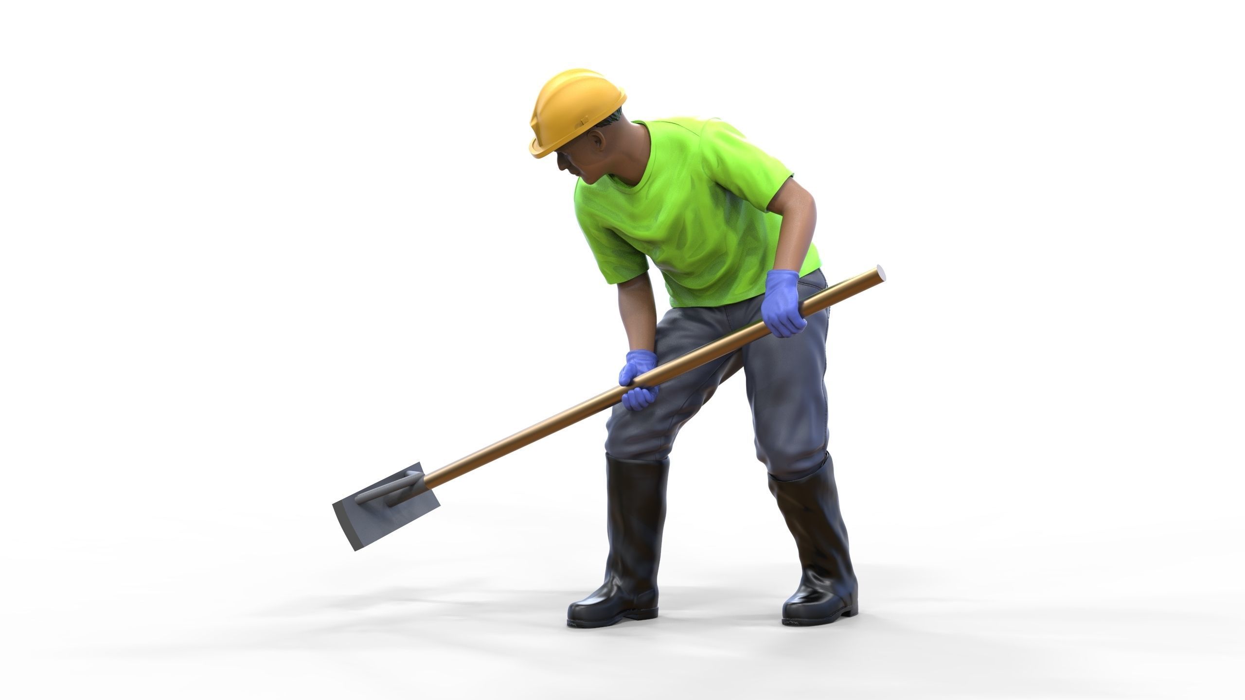N10 Construction worker with shovel 3D print model_12