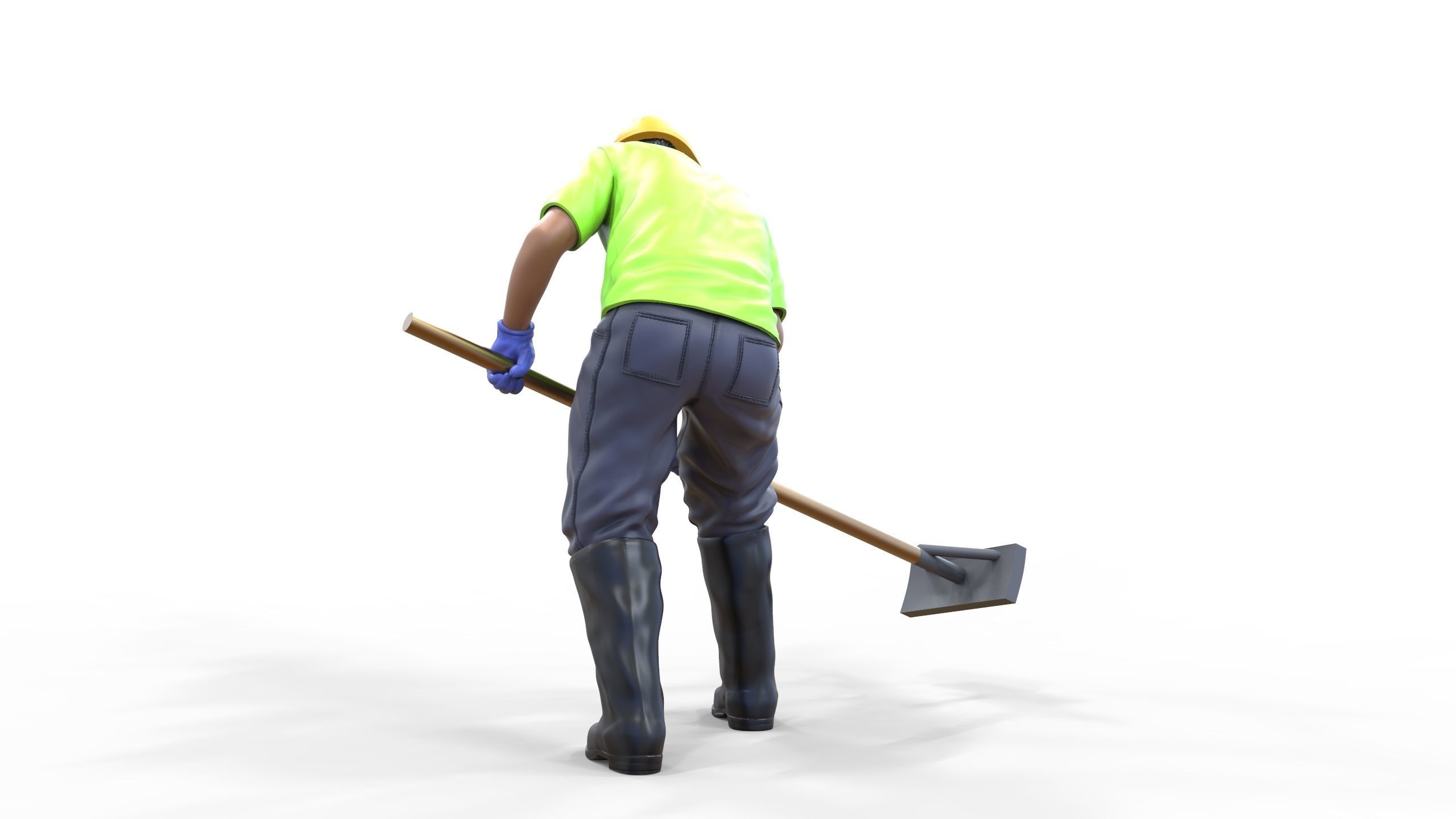N10 Construction worker with shovel 3D print model_23