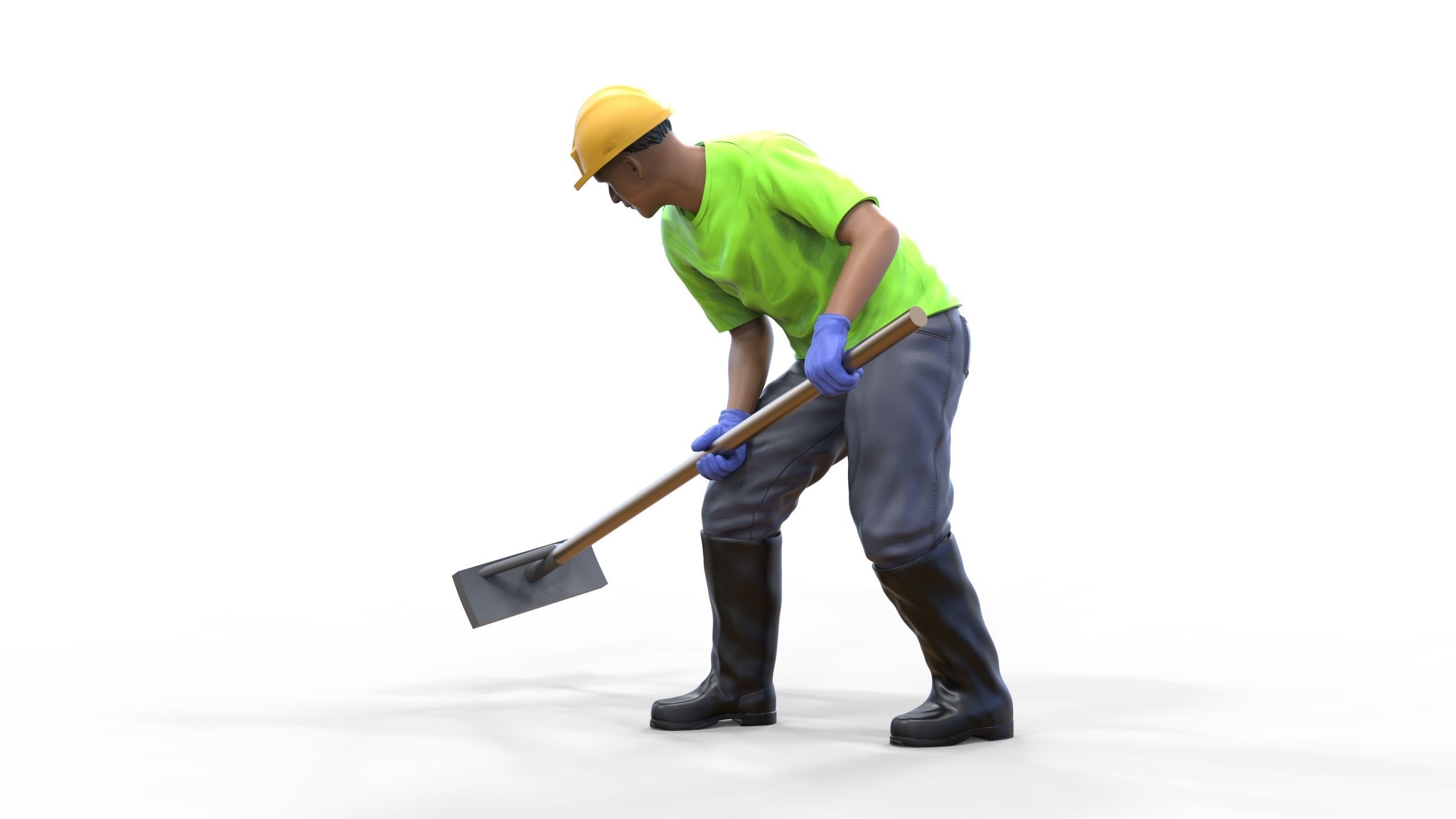 N10 Construction worker with shovel 3D print model_19