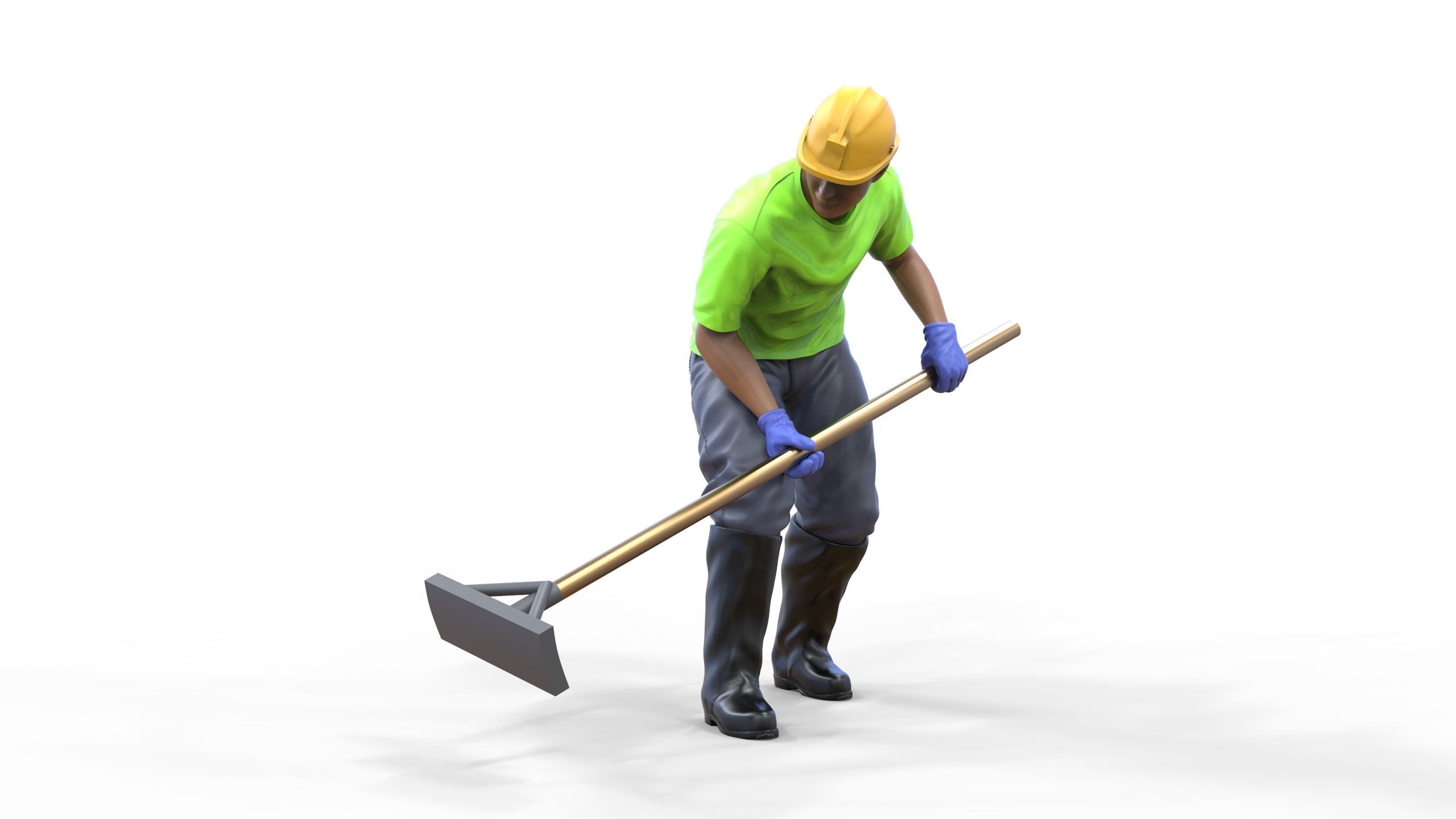 N10 Construction worker with shovel 3D print model_5