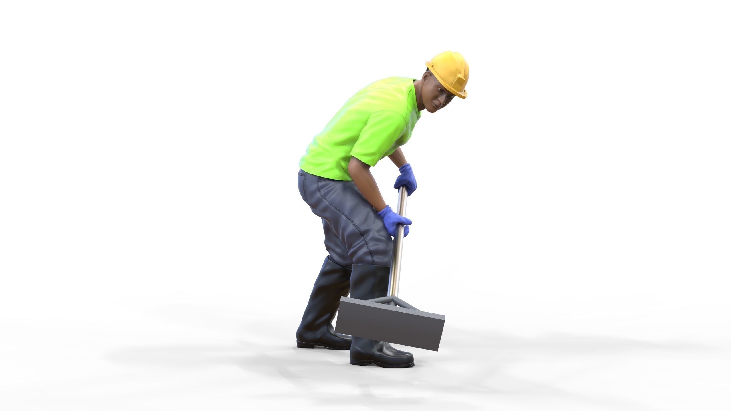 N10 Construction worker with shovel 3D print model_37