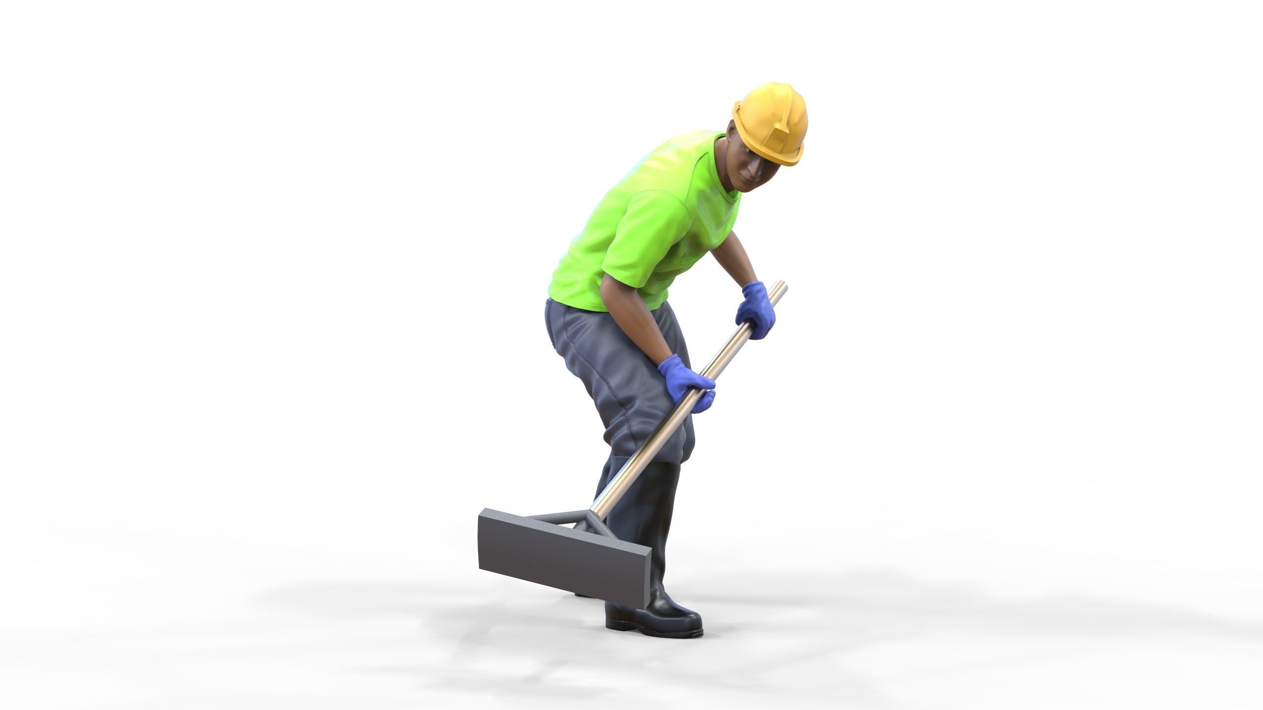 N10 Construction worker with shovel 3D print model_1