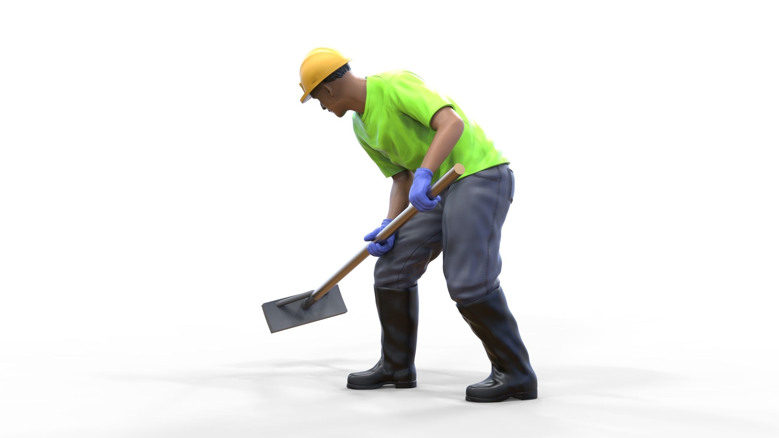 N10 Construction worker with shovel 3D print model_30