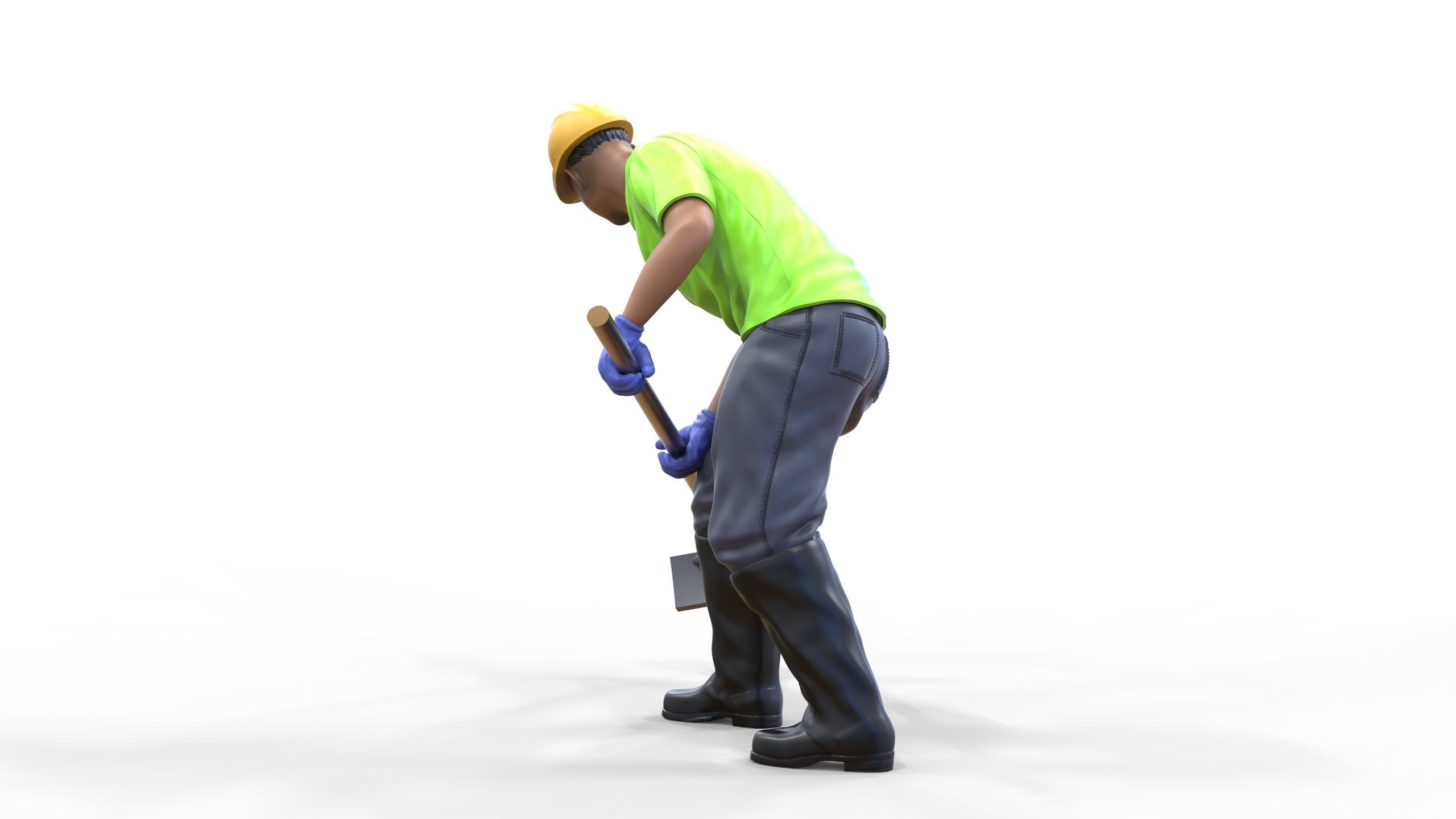 N10 Construction worker with shovel 3D print model_17