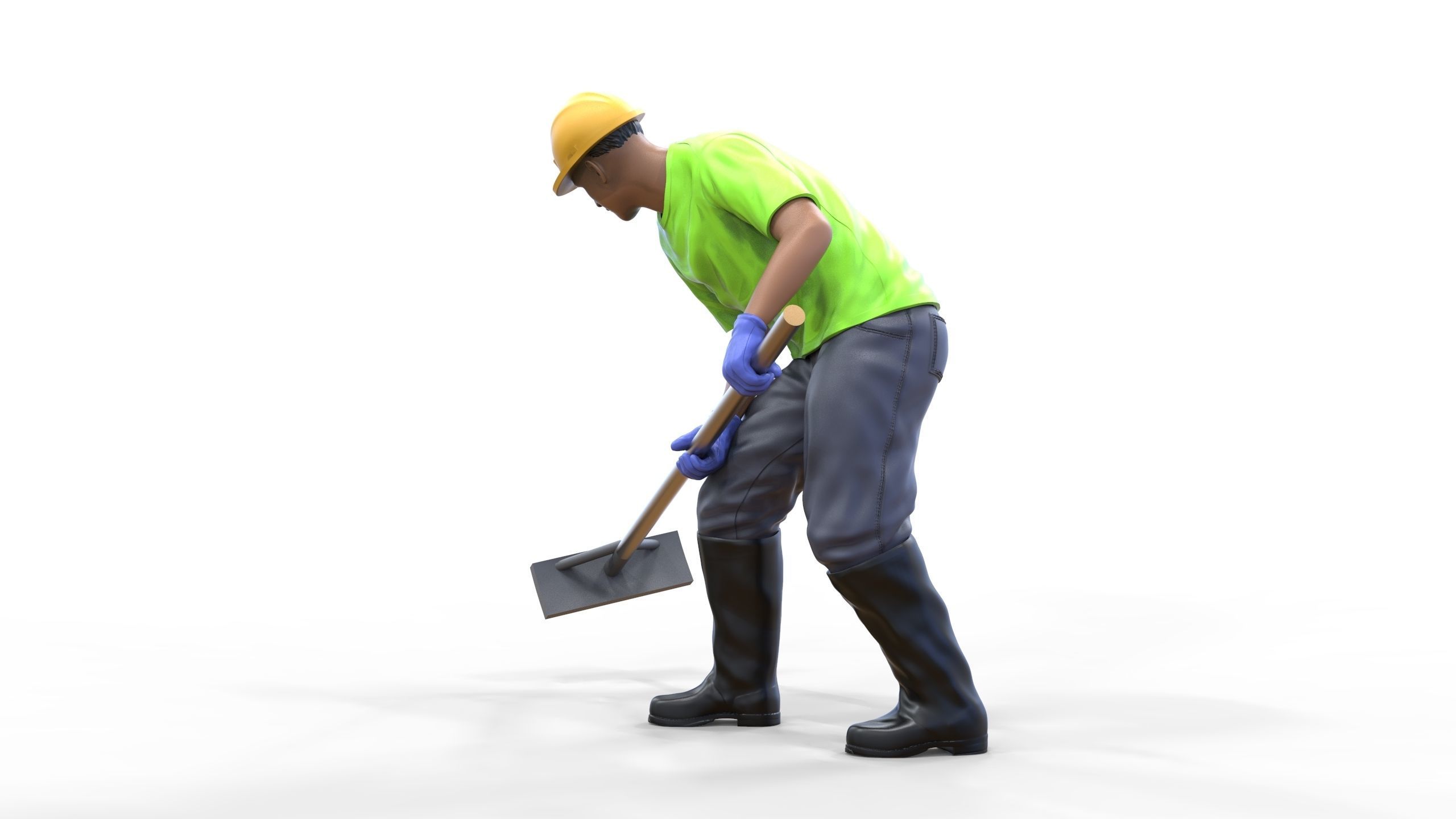N10 Construction worker with shovel 3D print model_3