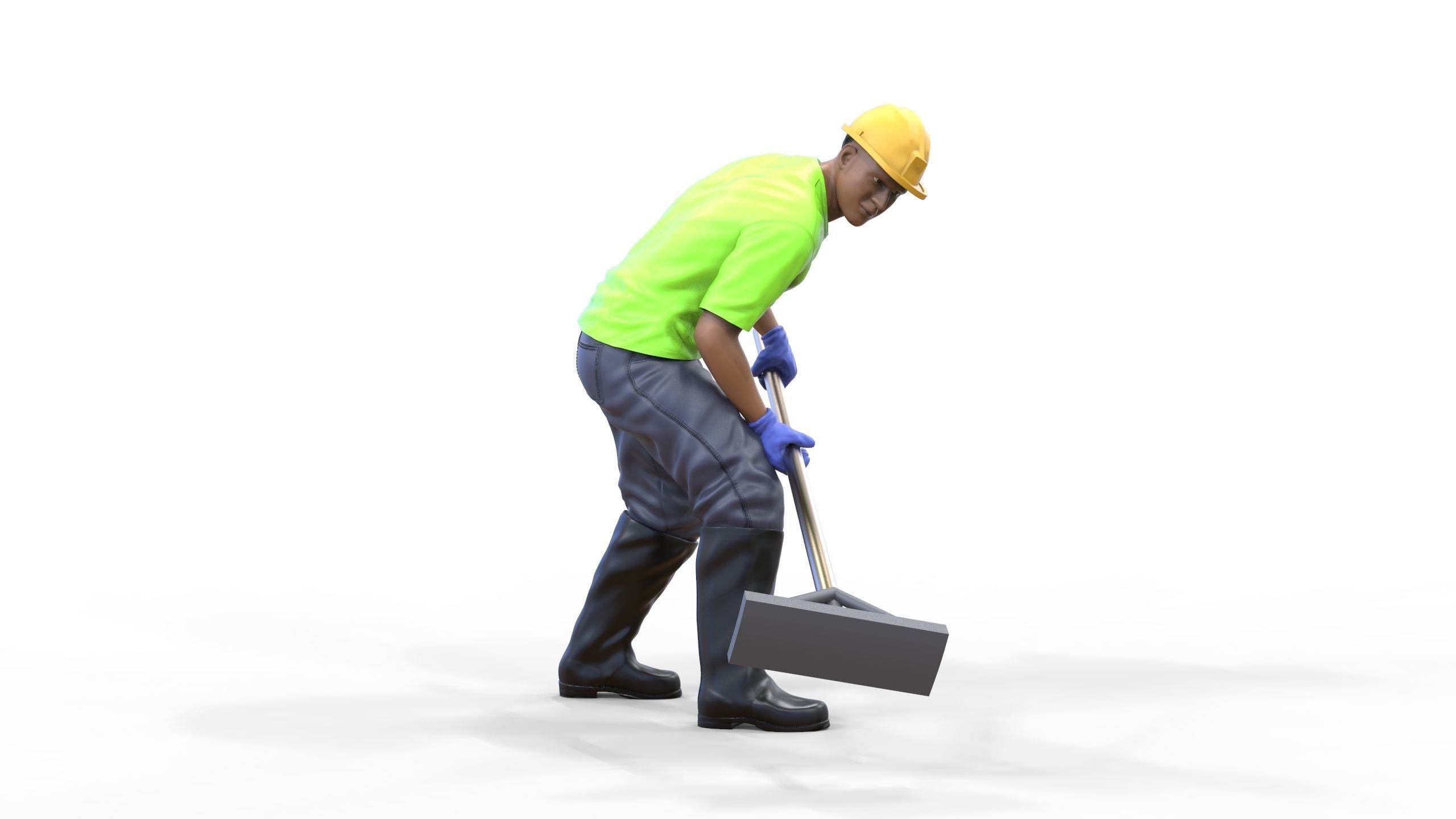 N10 Construction worker with shovel 3D print model_36