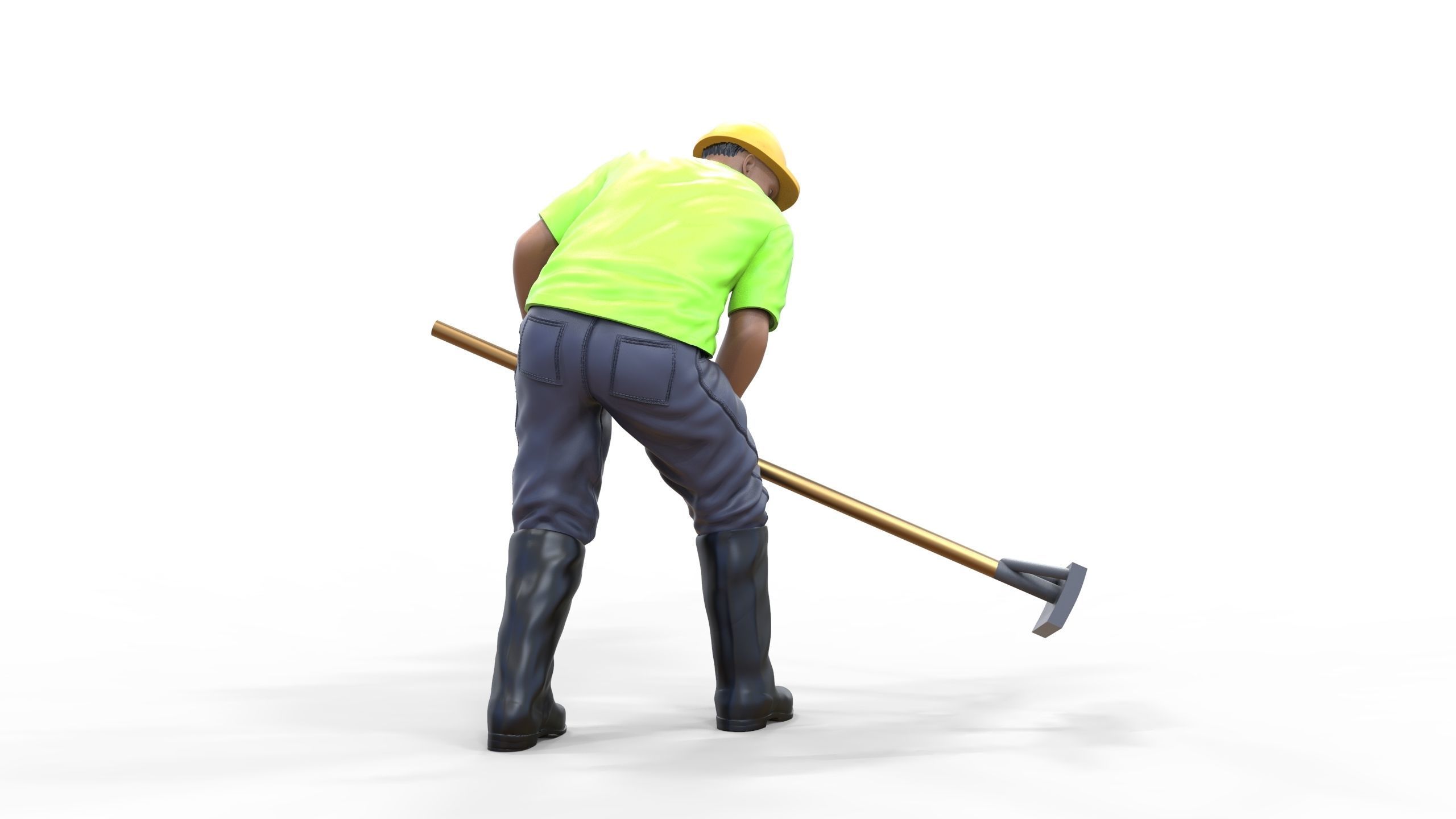 N10 Construction worker with shovel 3D print model_27