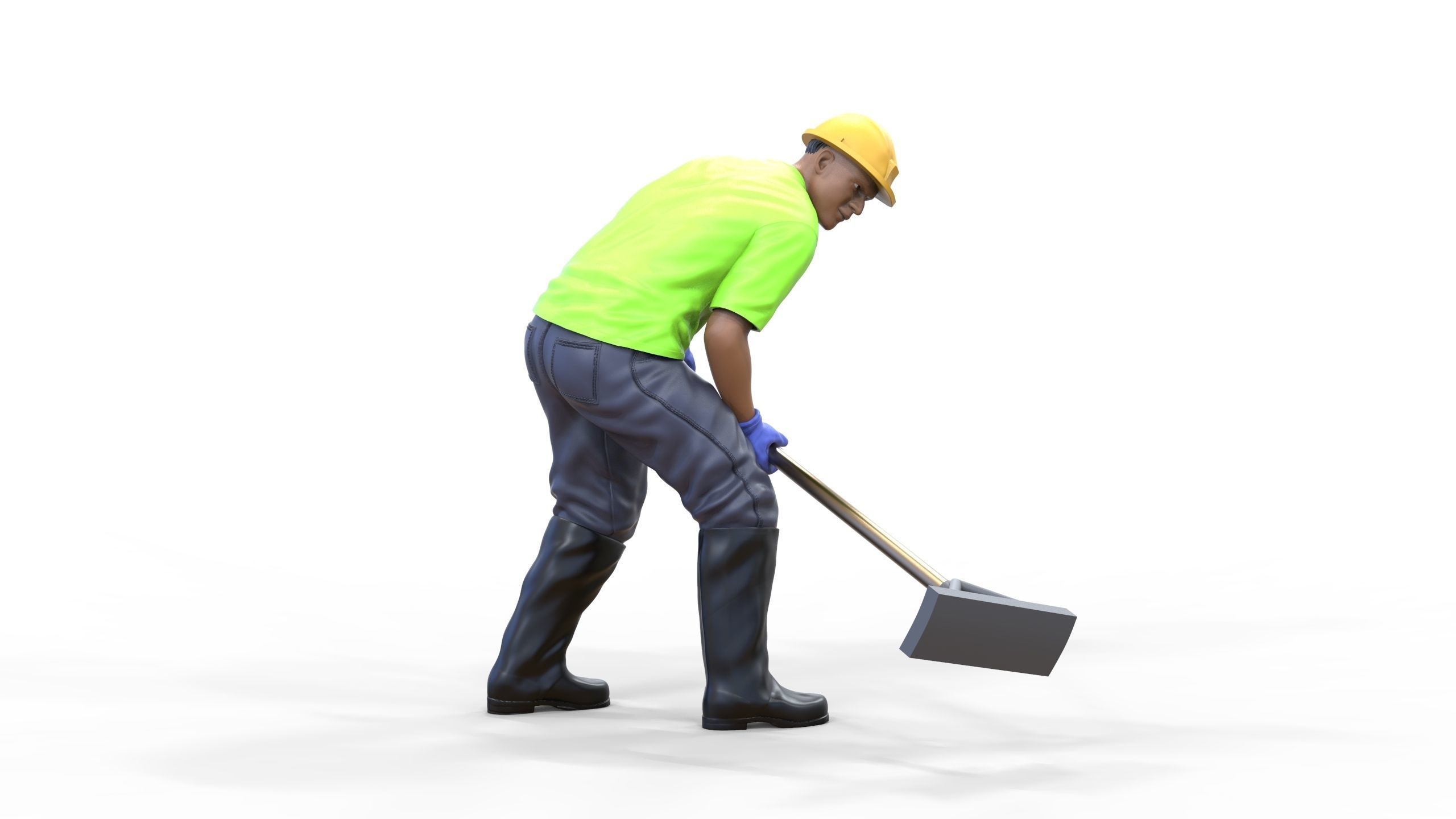 N10 Construction worker with shovel 3D print model_33