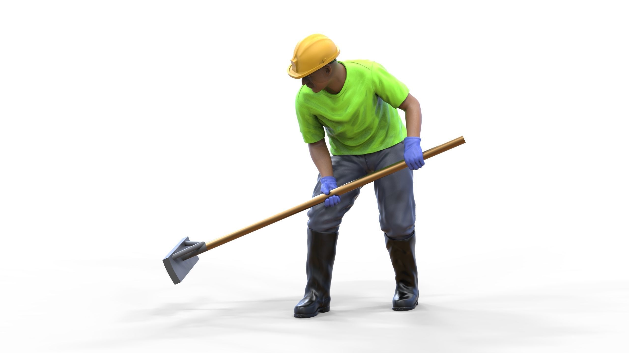N10 Construction worker with shovel 3D print model_10