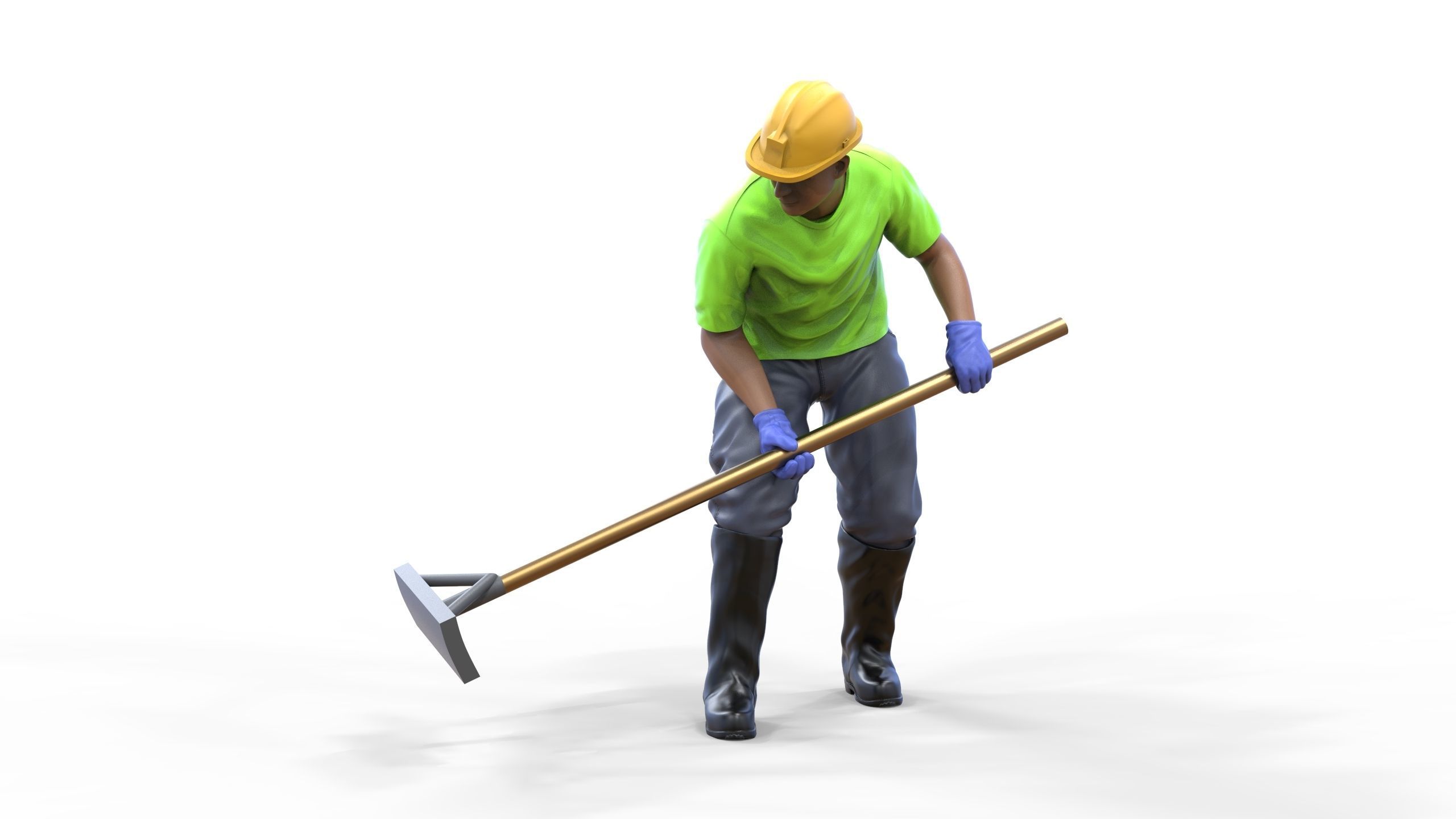 N10 Construction worker with shovel 3D print model_7