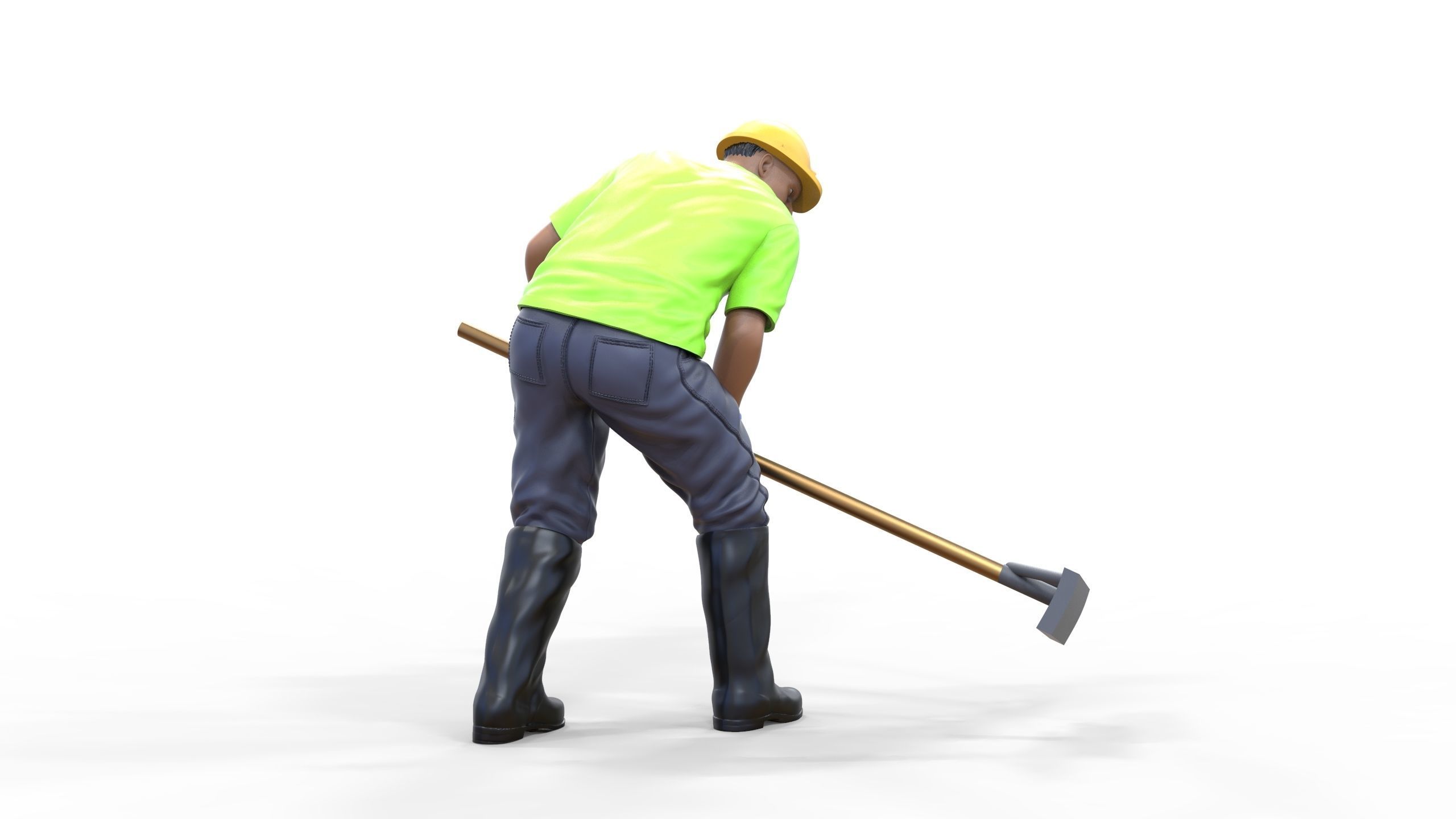 N10 Construction worker with shovel 3D print model_28
