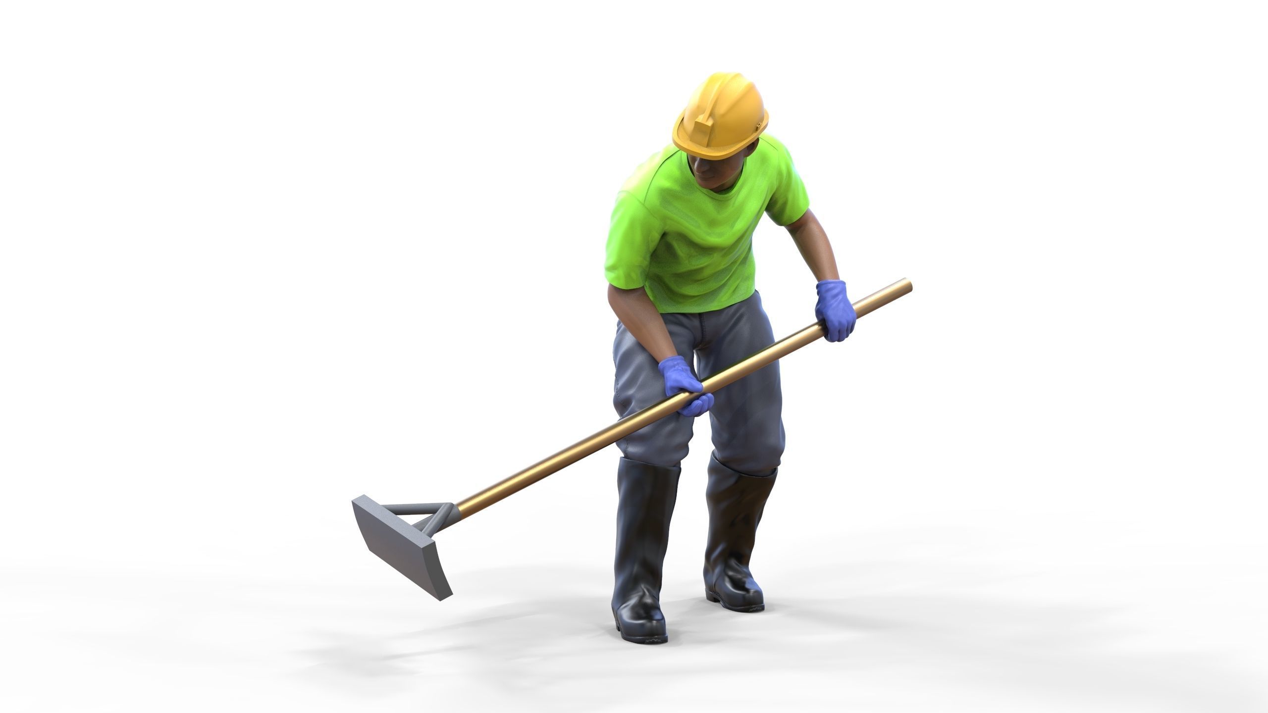 N10 Construction worker with shovel 3D print model_6