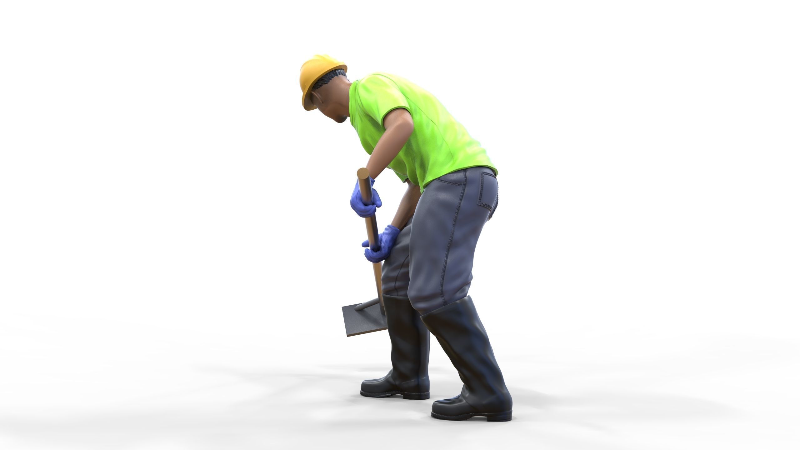 N10 Construction worker with shovel 3D print model_16