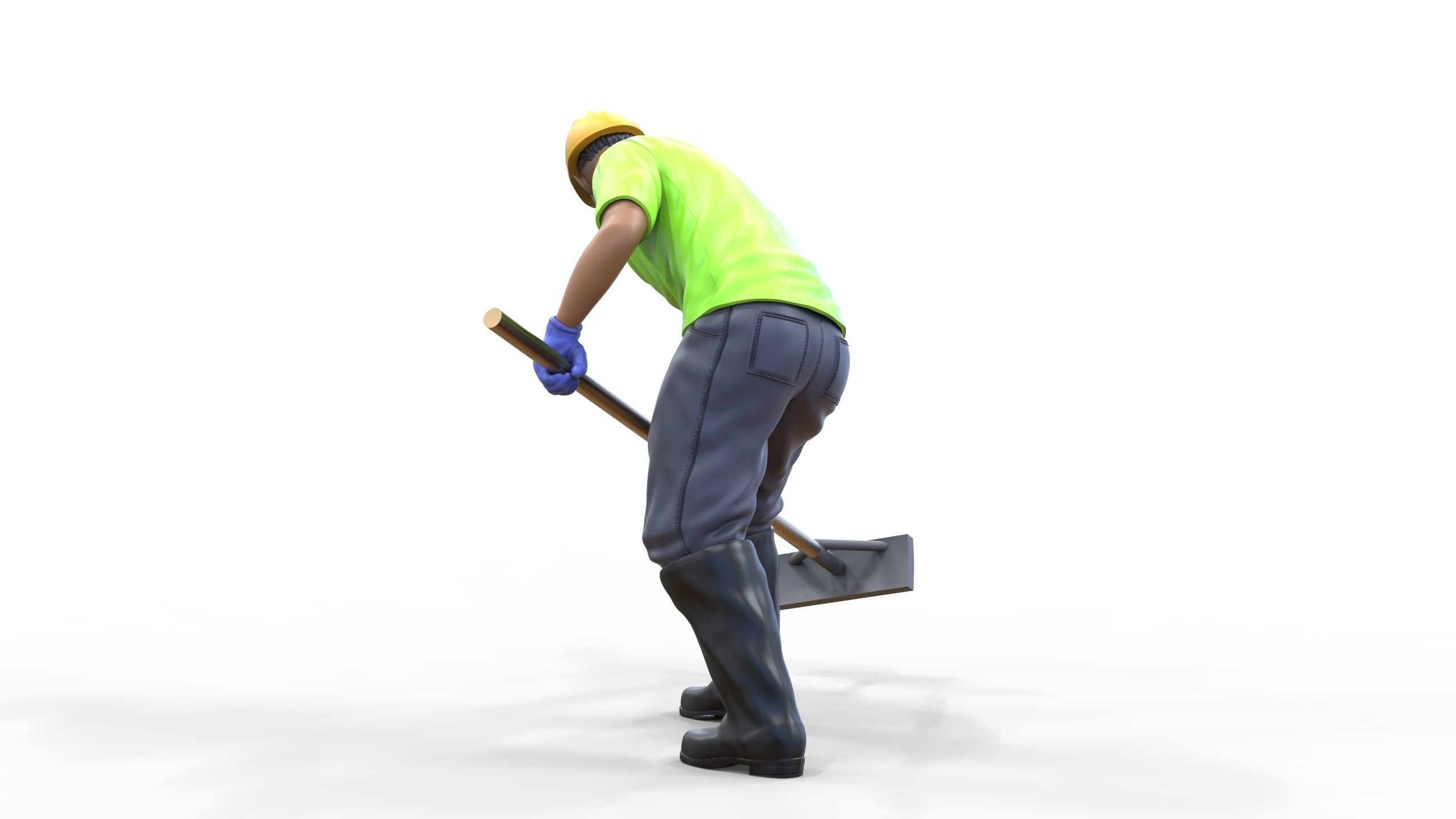 N10 Construction worker with shovel 3D print model_20