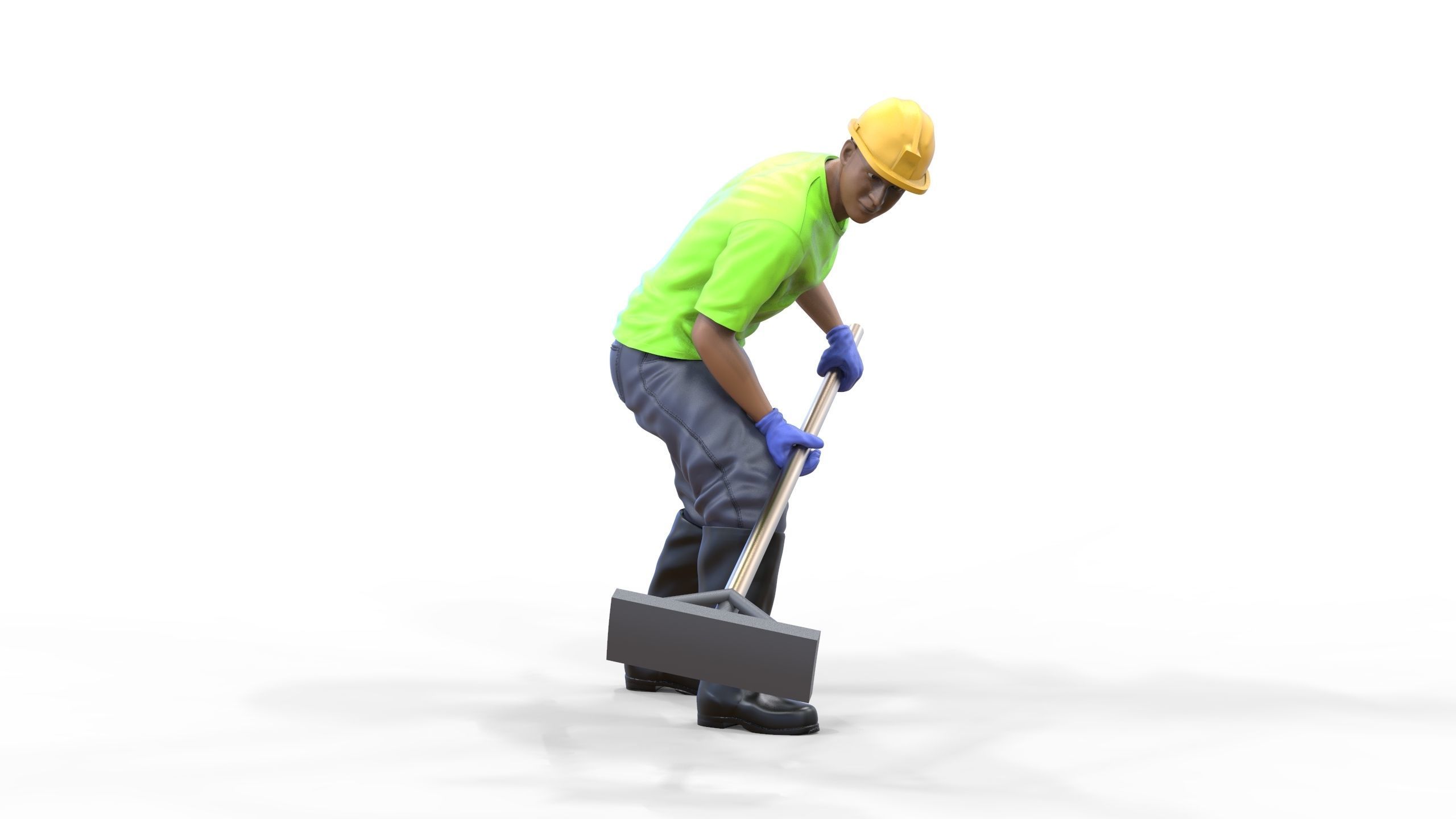 N10 Construction worker with shovel 3D print model_38