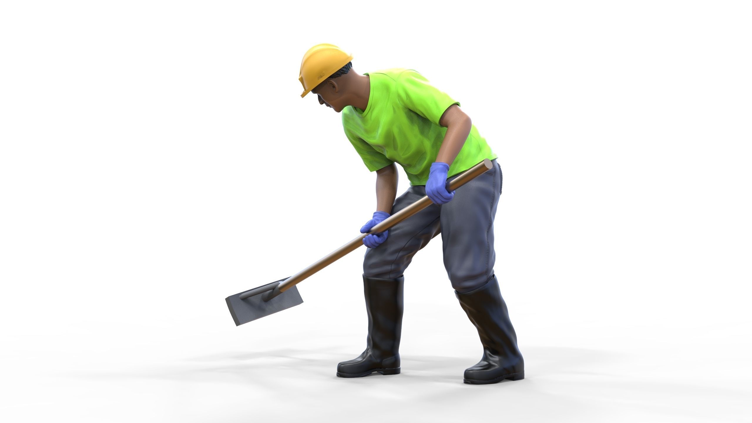 N10 Construction worker with shovel 3D print model_15