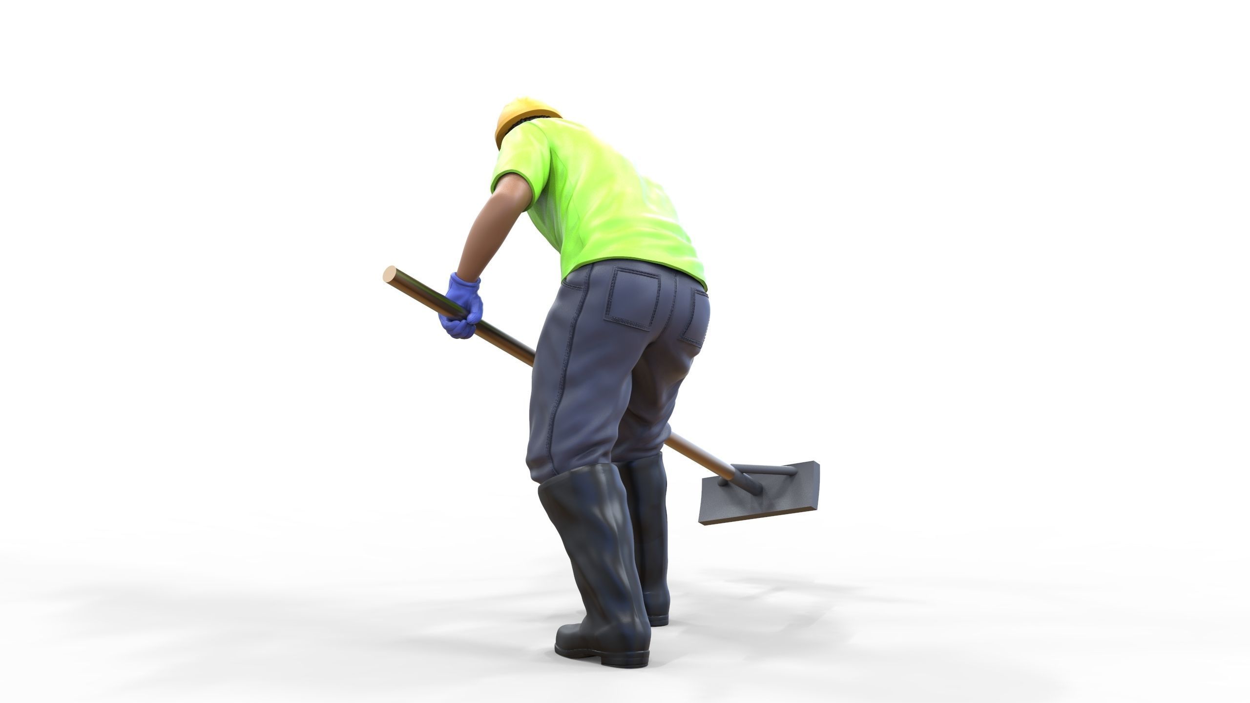 N10 Construction worker with shovel 3D print model_21