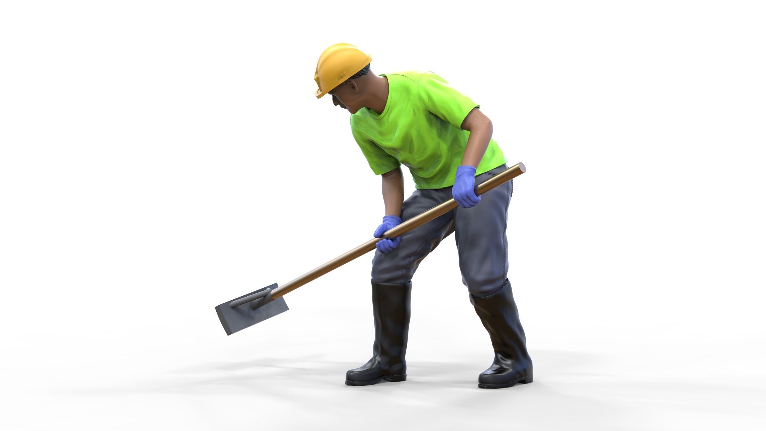 N10 Construction worker with shovel 3D print model_13