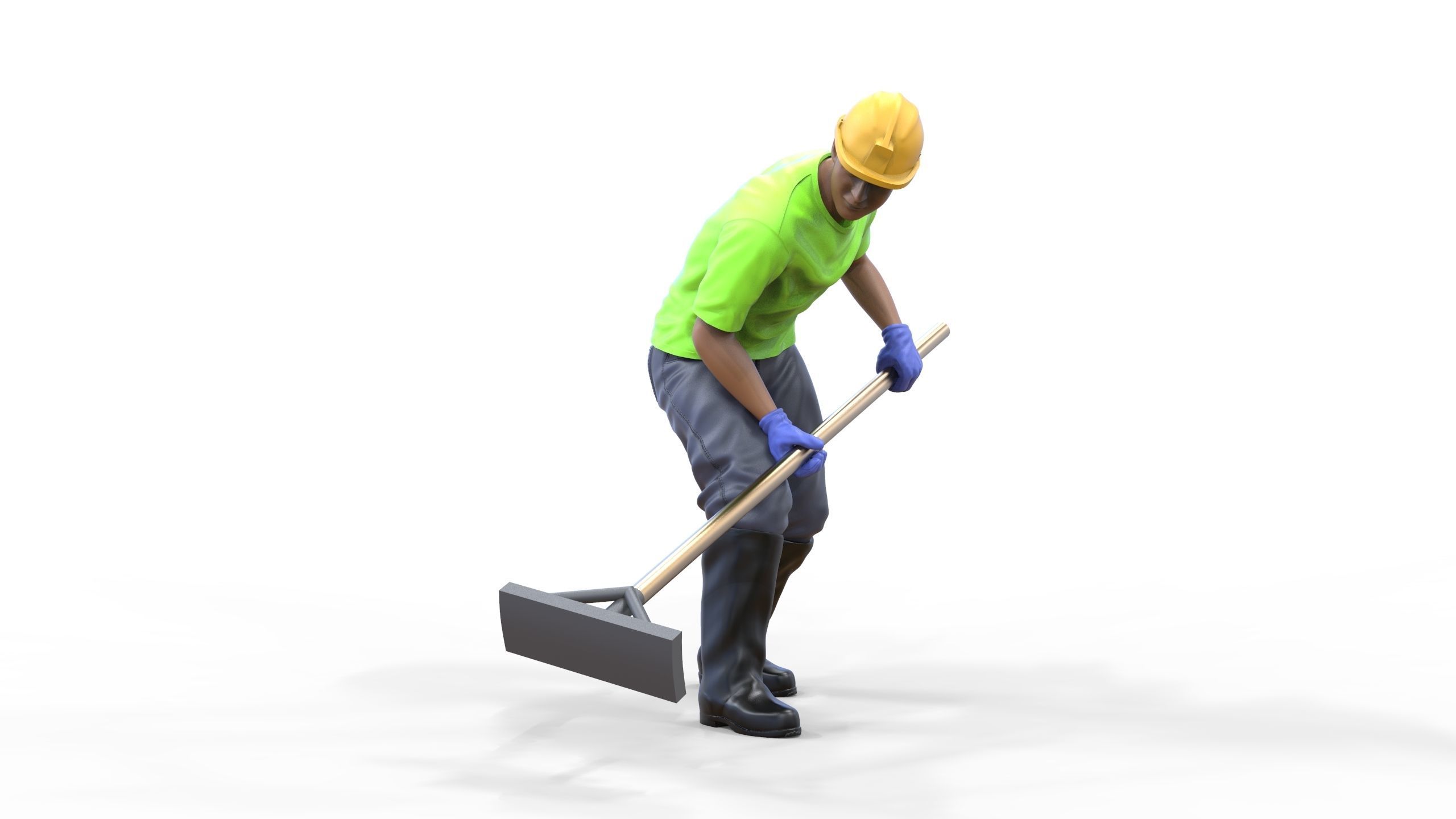 N10 Construction worker with shovel 3D print model_2