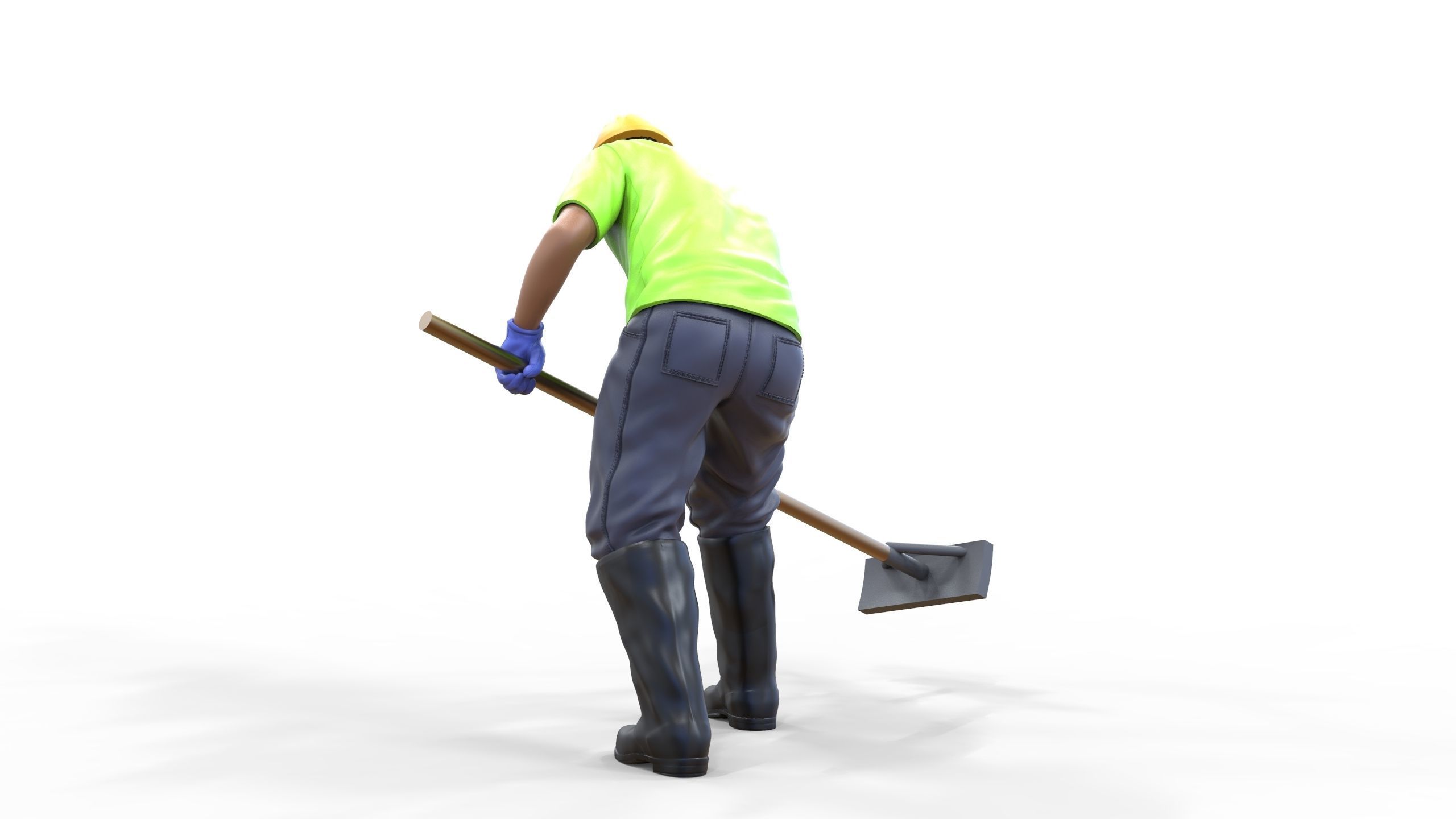N10 Construction worker with shovel 3D print model_22