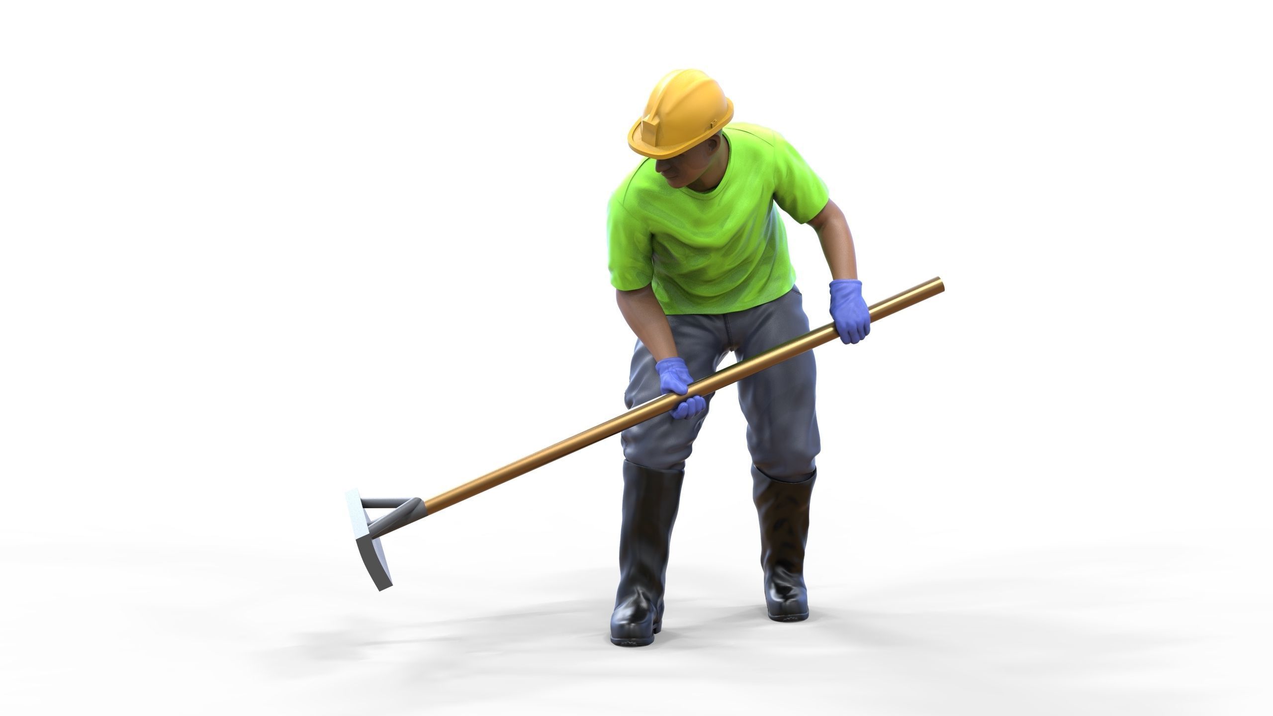 N10 Construction worker with shovel 3D print model_8