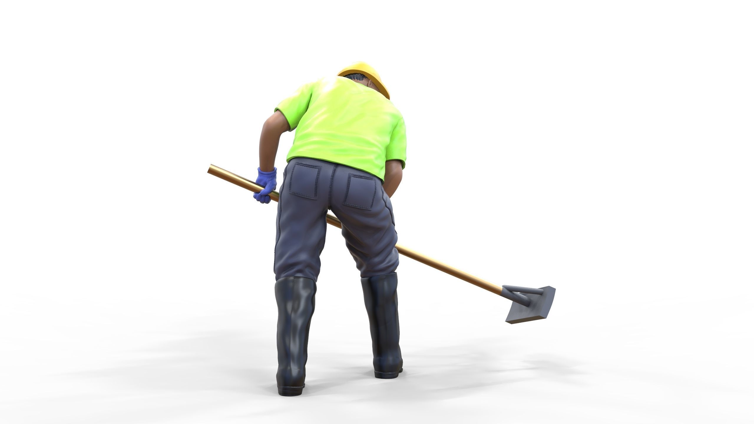 N10 Construction worker with shovel 3D print model_25