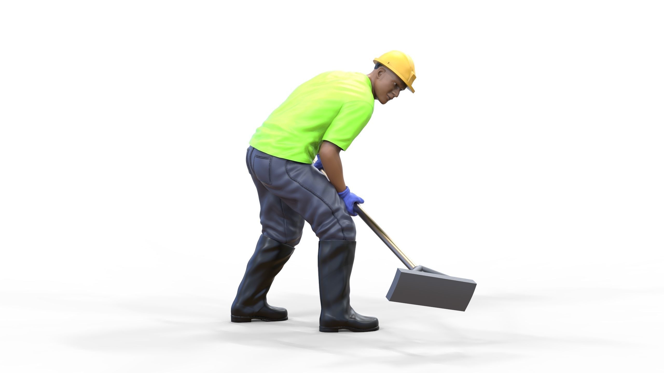 N10 Construction worker with shovel 3D print model_34