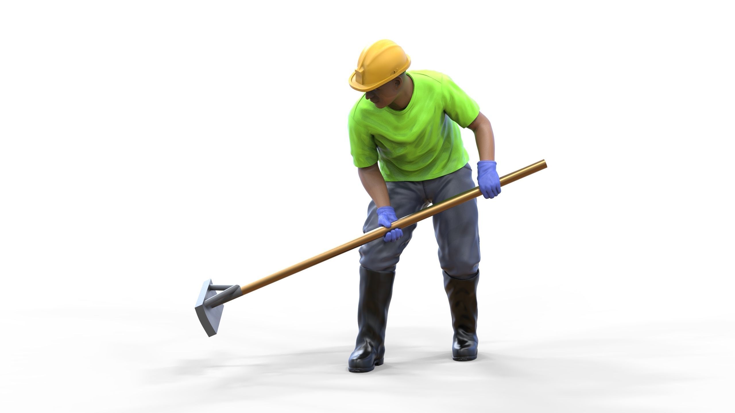 N10 Construction worker with shovel 3D print model_9