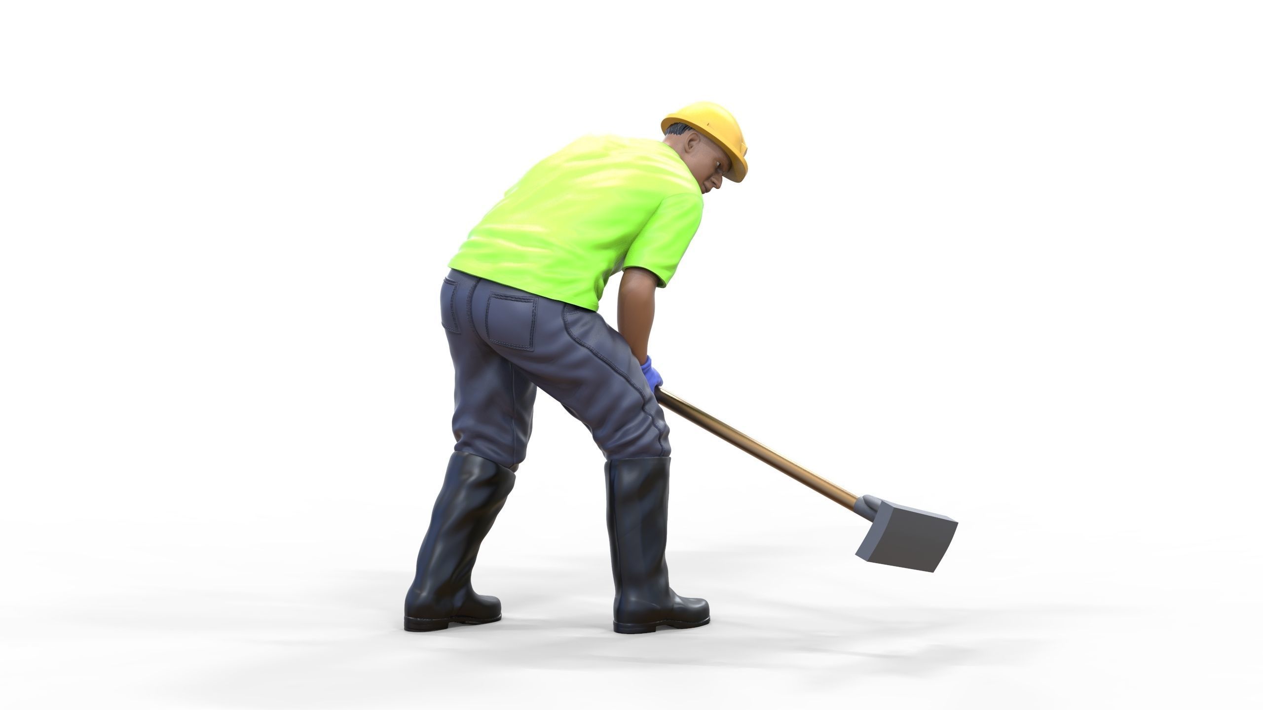 N10 Construction worker with shovel 3D print model_31